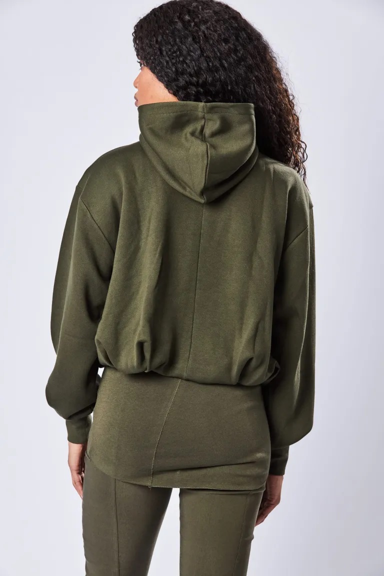 THOM KROM Soft Hooded Sweatjacket in Green S