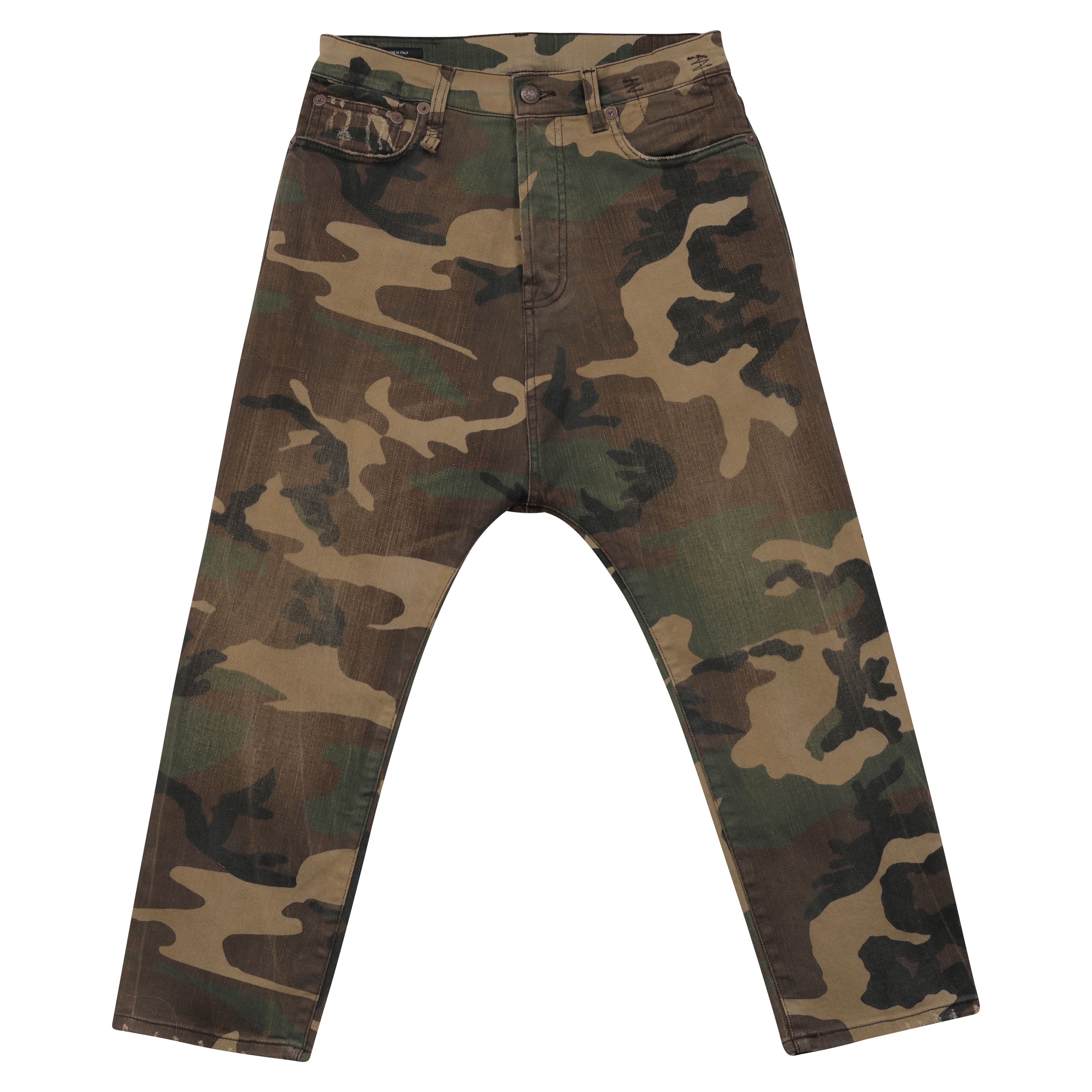 R13 Tailored Drop Jeans in Beige Camo