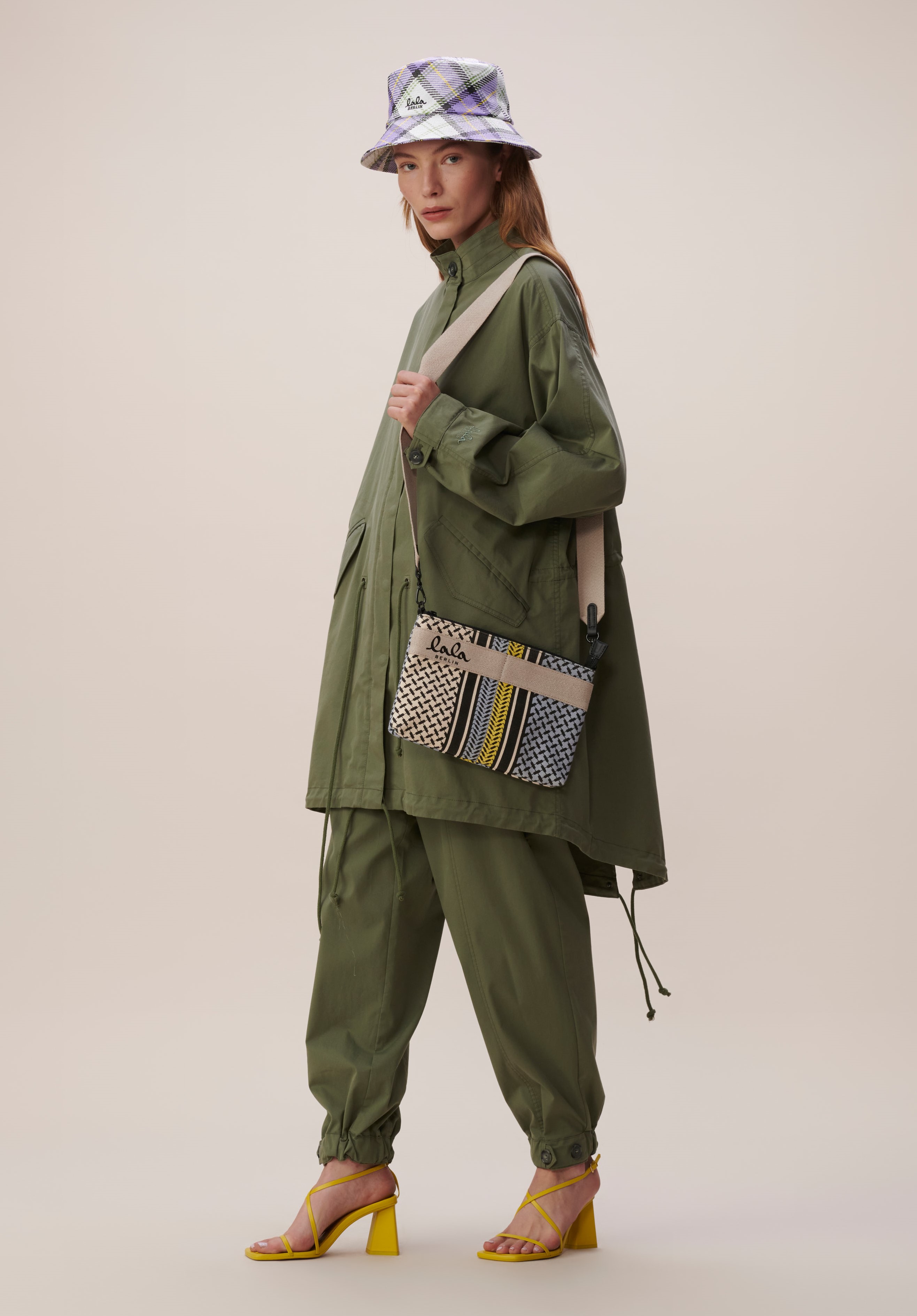 Lala Berlin Cleo Crossbody Bag Blue x Lime