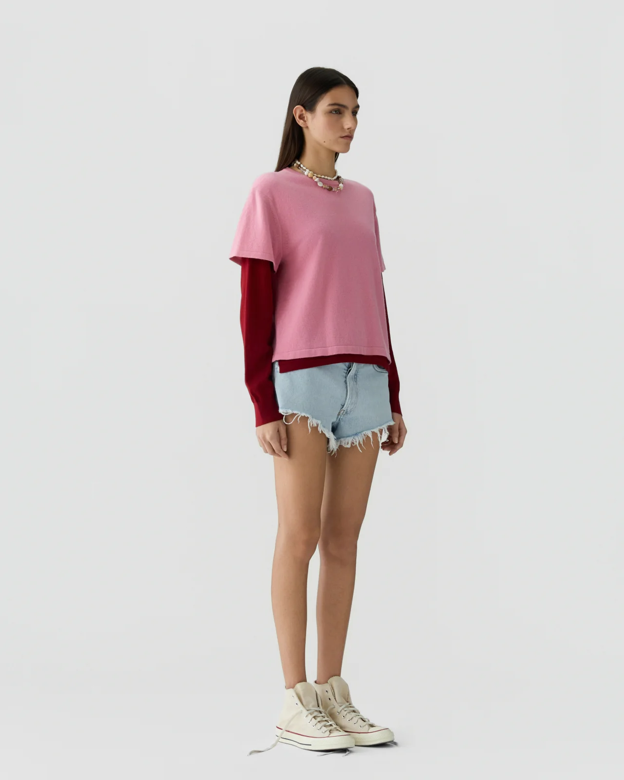 GUEST IN RESIDENCE Layer Tee in Sprinkle/Carmine