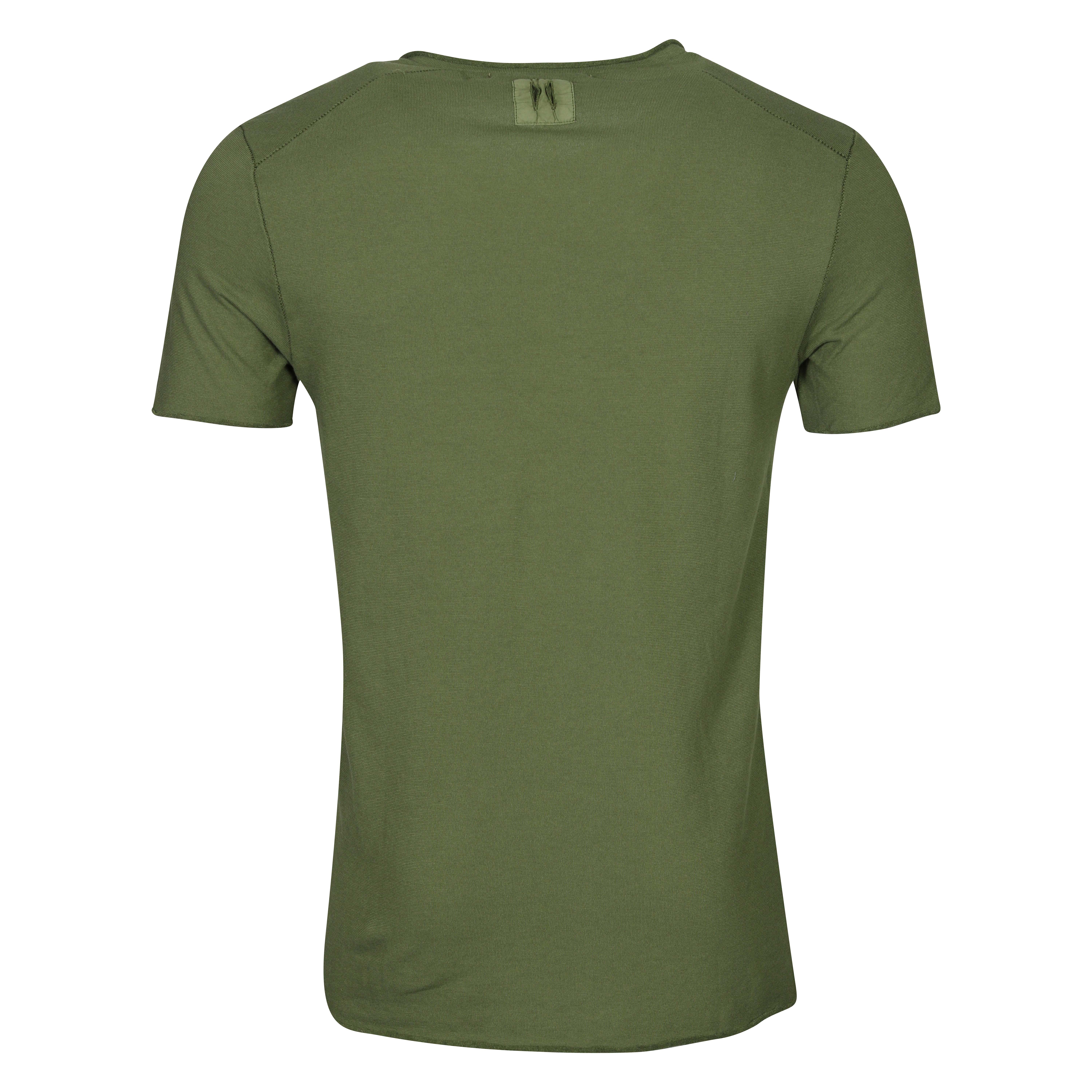 Hannes Roether Frottee V-Neck T-Shirt in Pesto