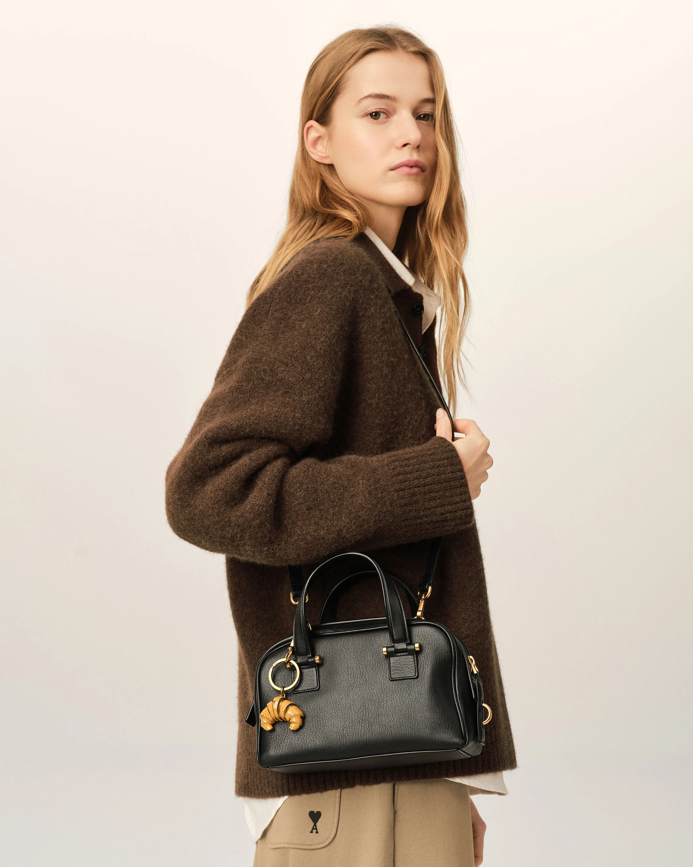 AMI PARIS Small Georges Bowling Bag in Black