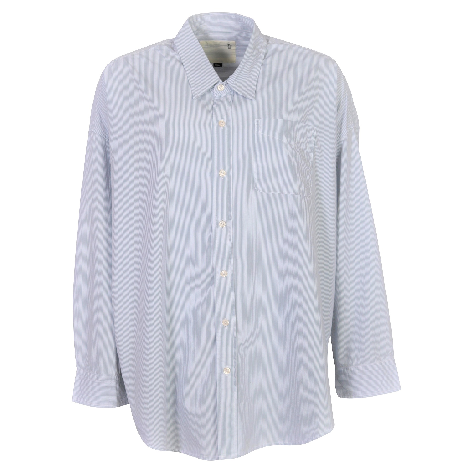 R13 Drop Neck Shirt Blue Pin Stripe