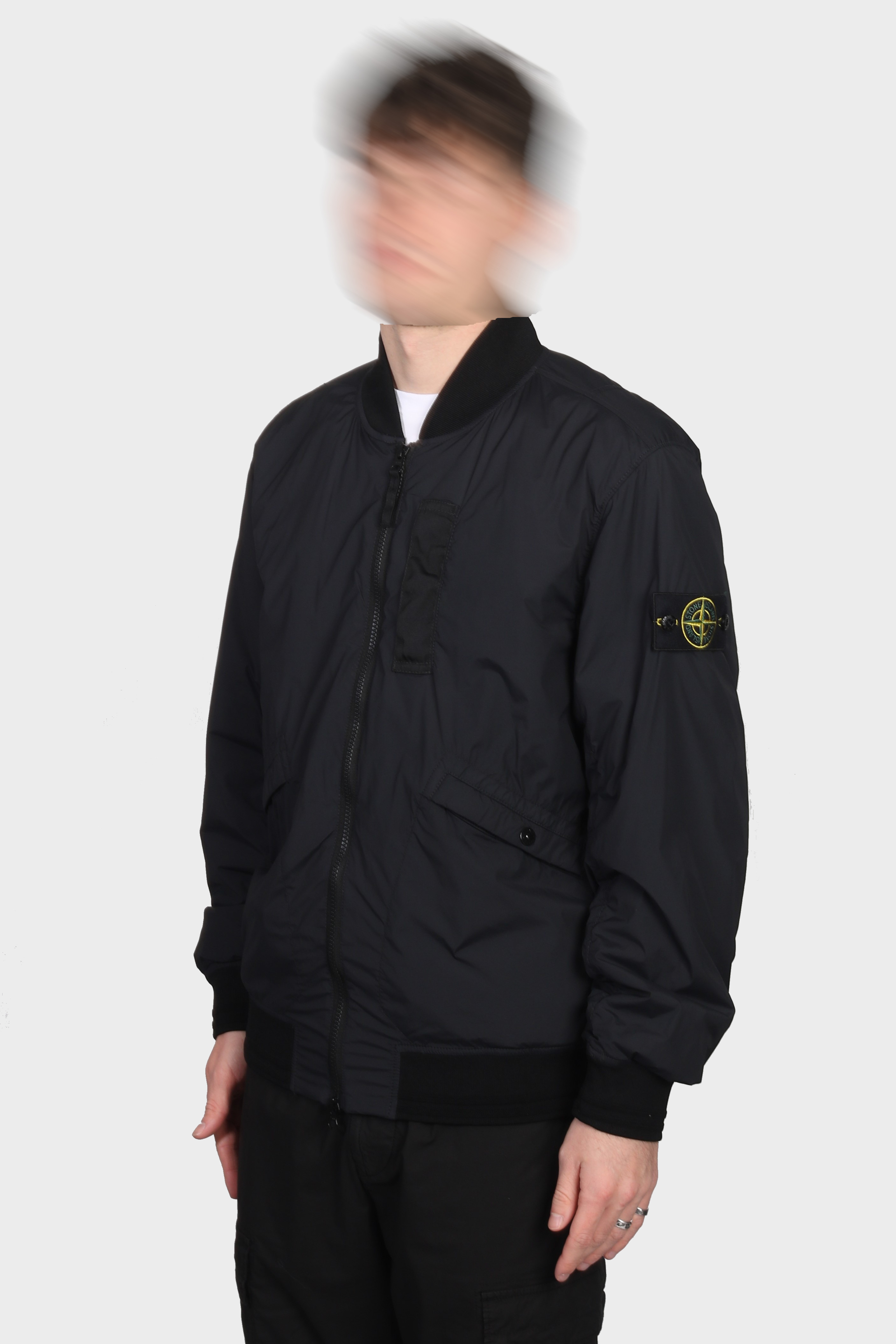 STONE ISLAND Skin Touch Nylon Bomber Jacket in Black 3XL