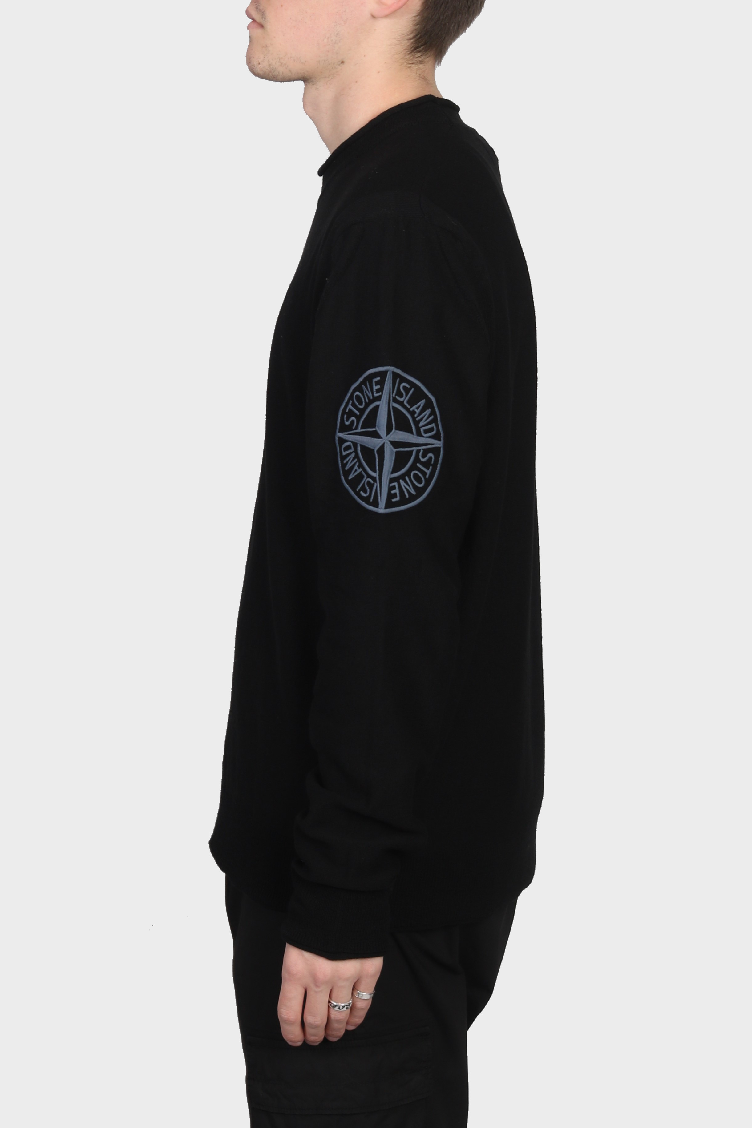 STONE ISLAND Cotton Knit Pullover in Black L