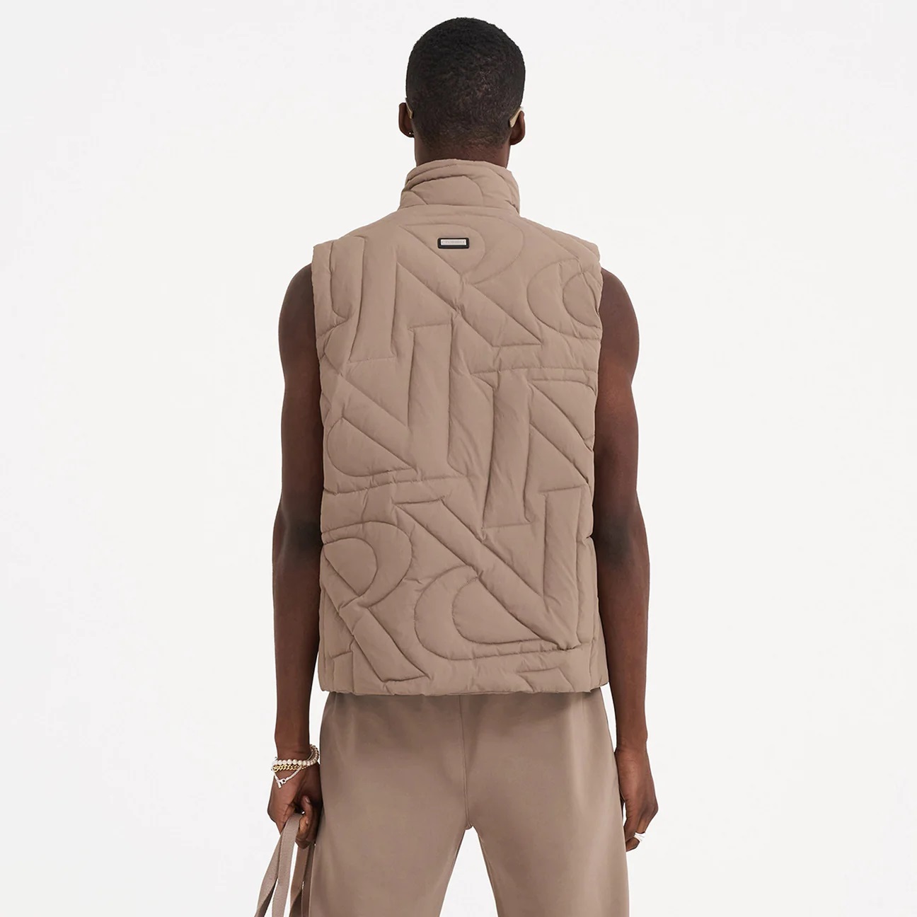 REPRESENT Initial Quilted Gilet in Mushroom XXL