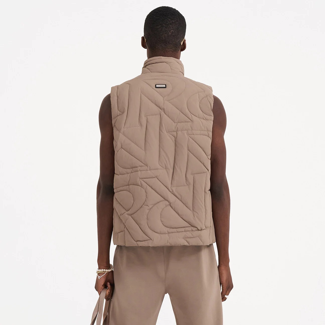 REPRESENT Initial Quilted Gilet in Mushroom S