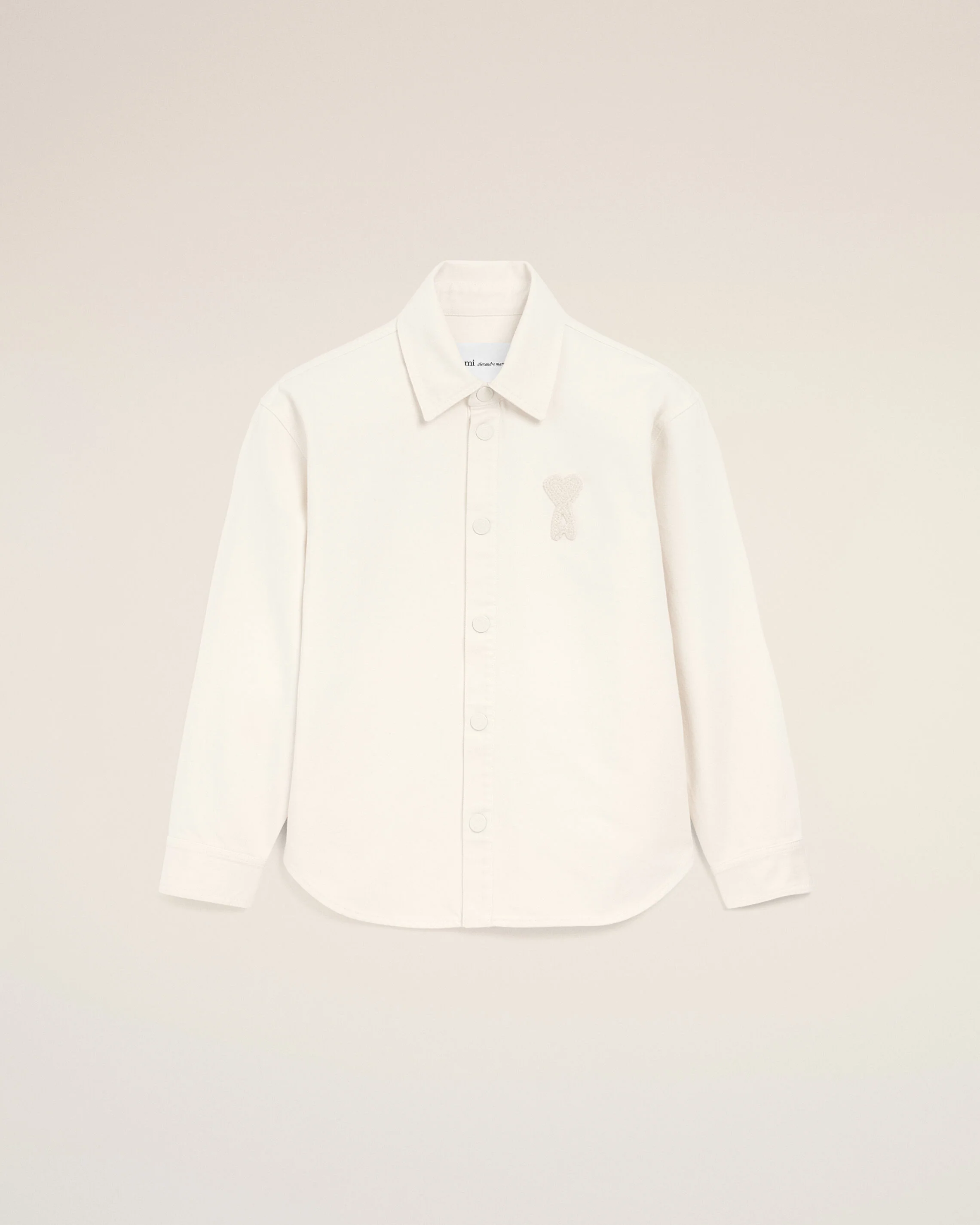 AMI PARIS de Coeur Cotton Twill Overshirt in White Cream