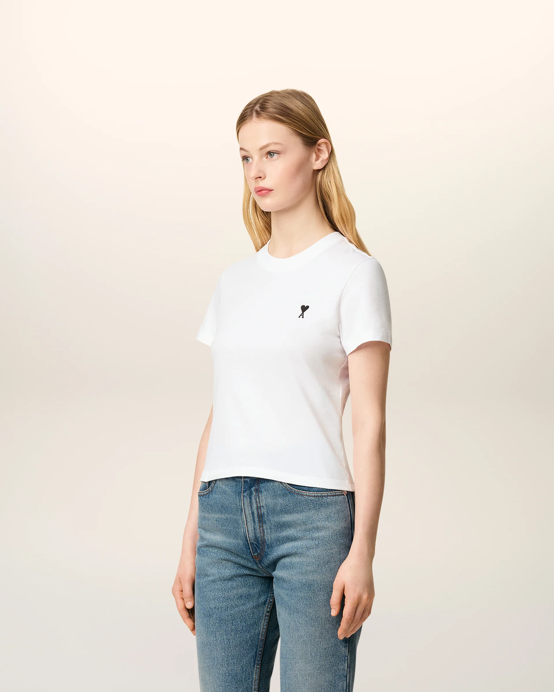 AMI PARIS de Coeur Fitted T-Shirt in White/Black