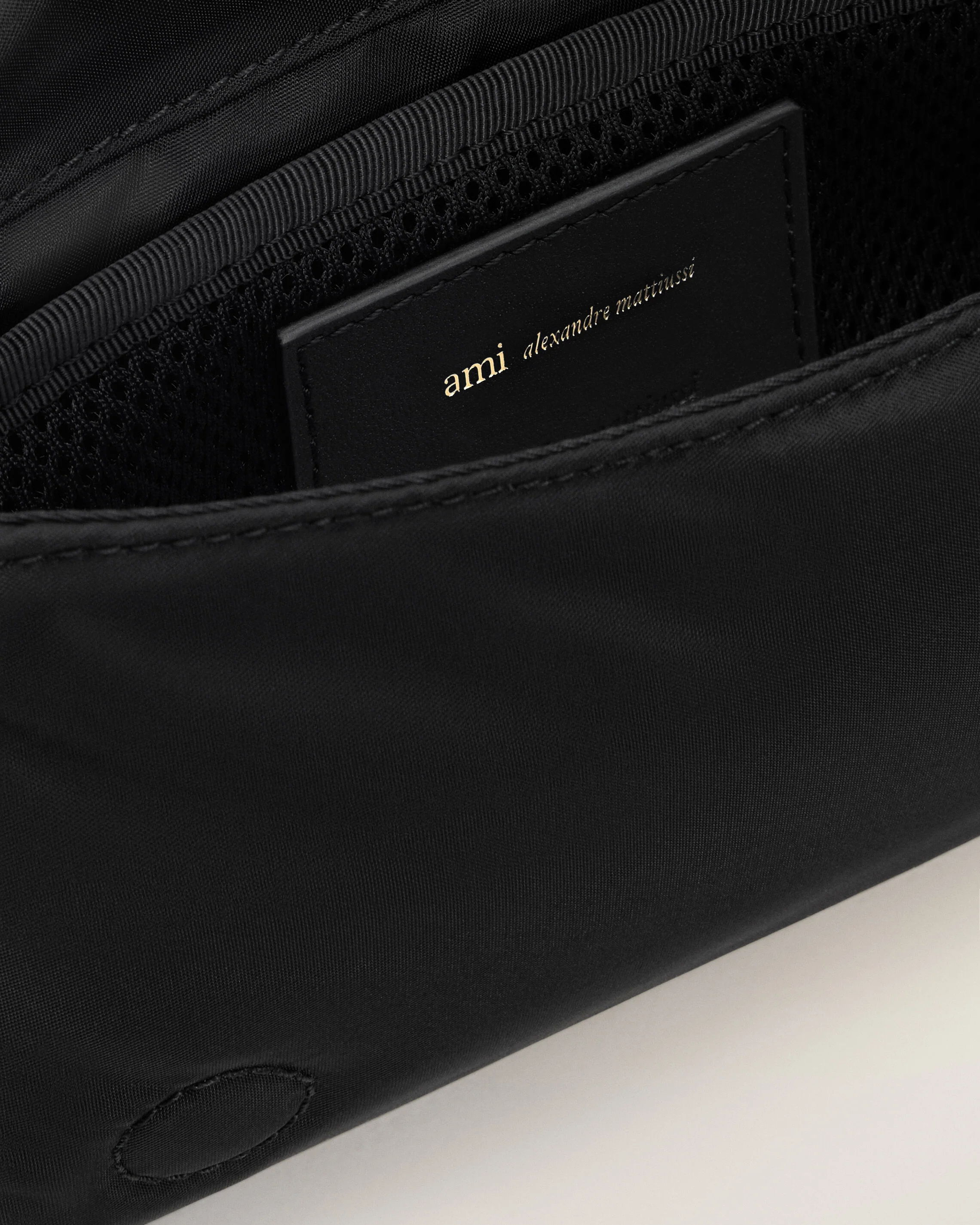 AMI PARIS Marcel Lunch Box Crossbody/Shoulder Nylon Bag in Black
