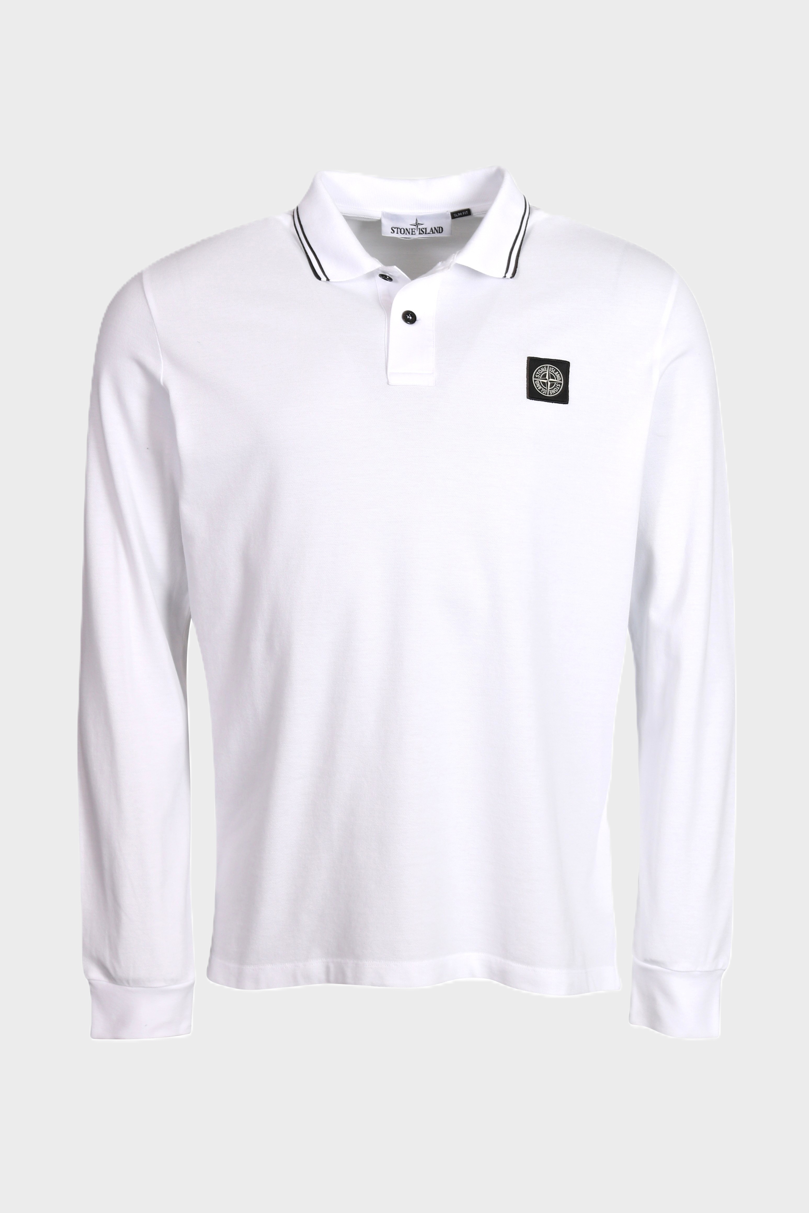 STONE ISLAND Slim Fit Longsleeve Polo Shirt in White