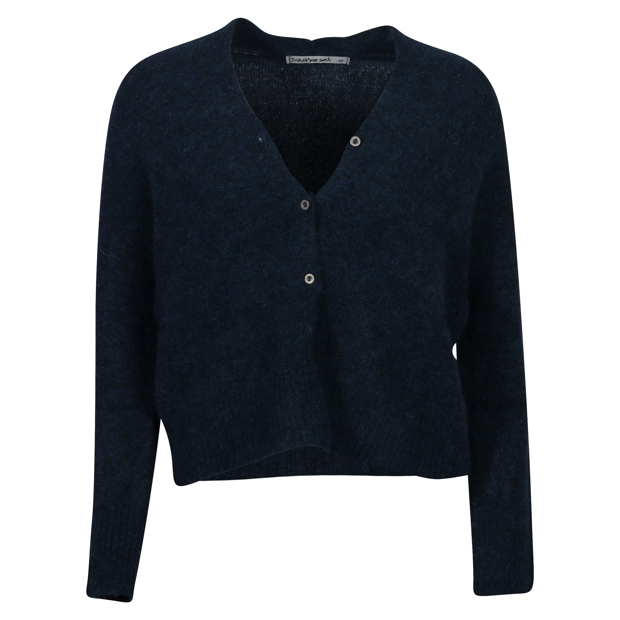 Transit Par Such Fluffy Knit Cardigan Blue Melange