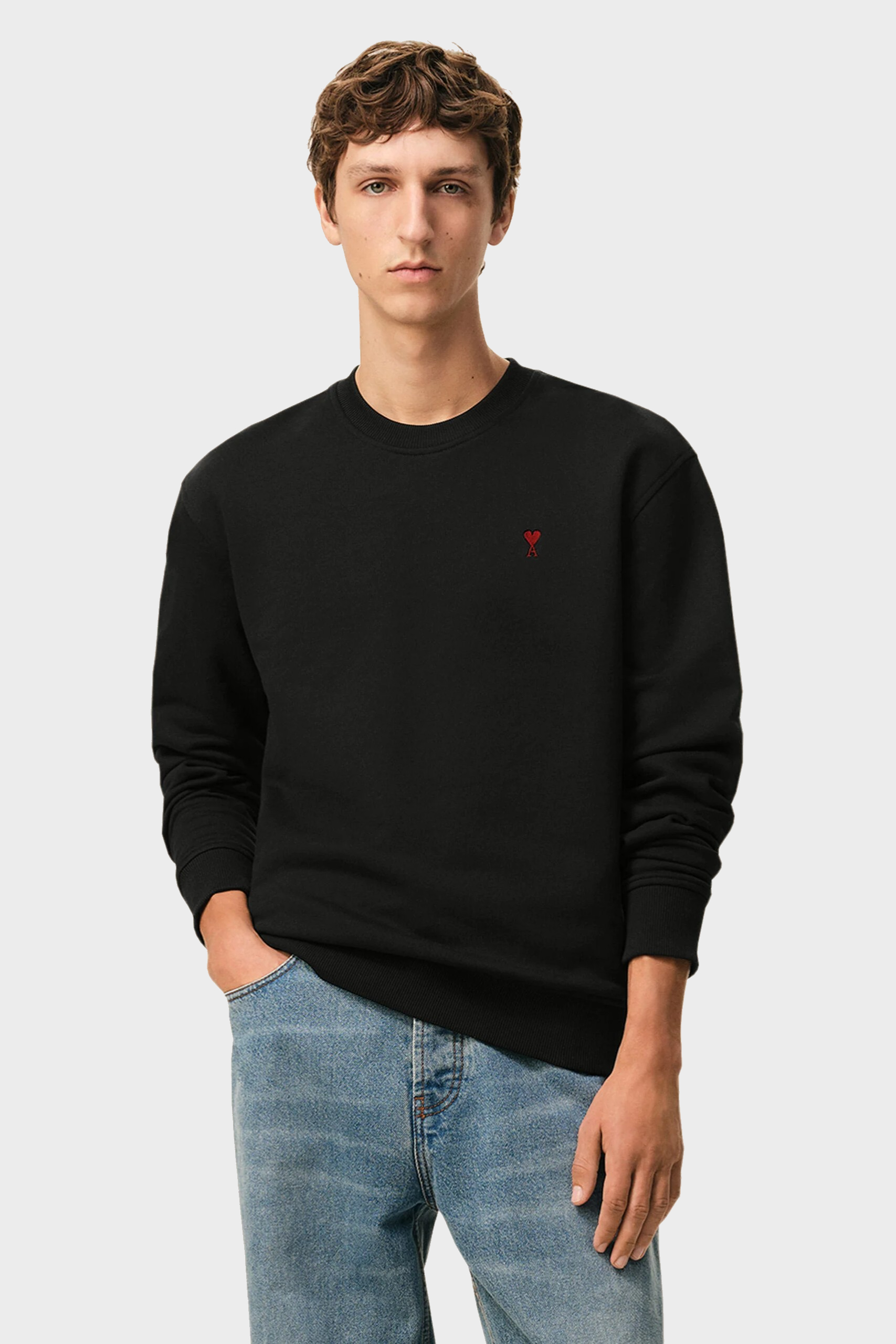 AMI PARIS de Coeur Sweatshirt in Black/Red