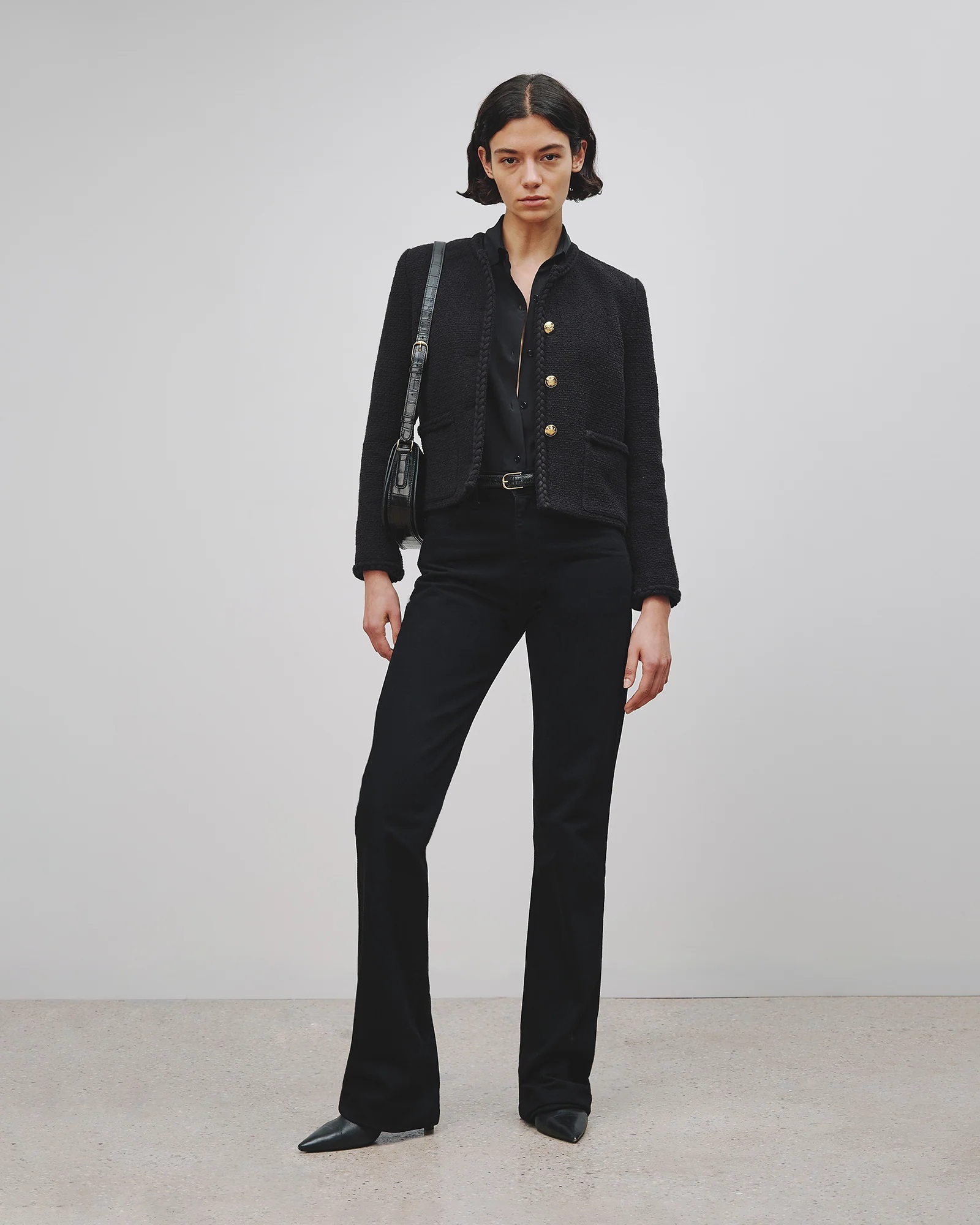 NILI LOTAN Romy Cropped Jacket in Black