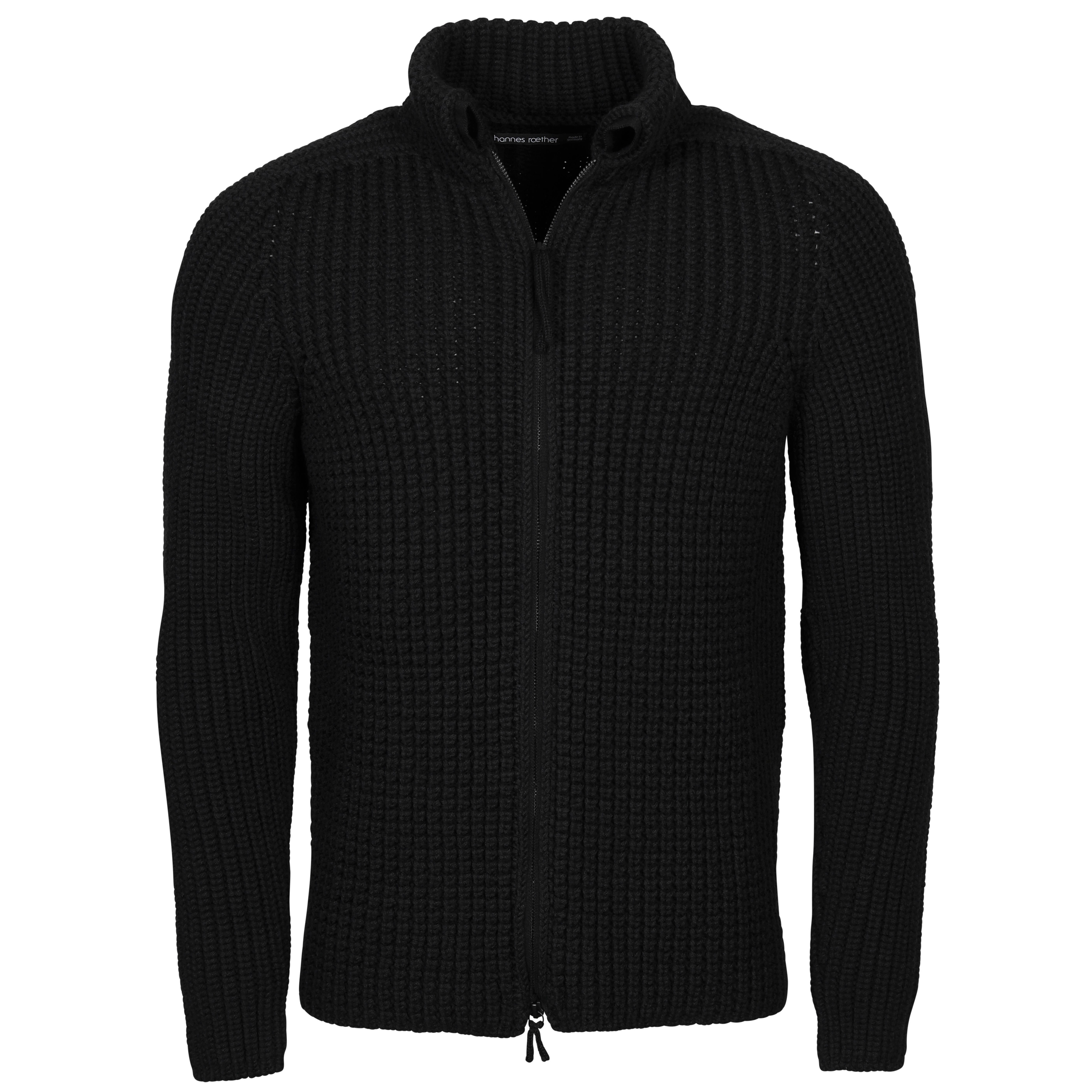 Hannes Roether Zip Knit Cardigan in Black