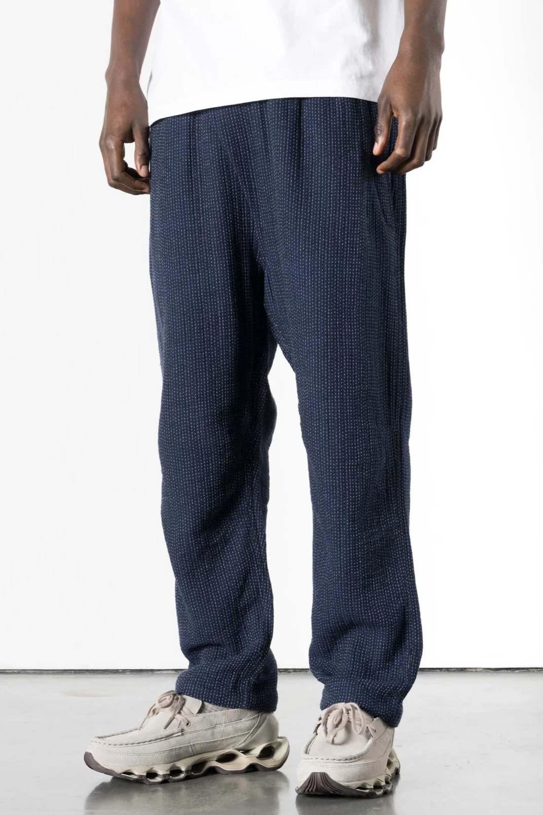 MAHARISHI 7300 Light Kantha Asym Track Pant in Indigo