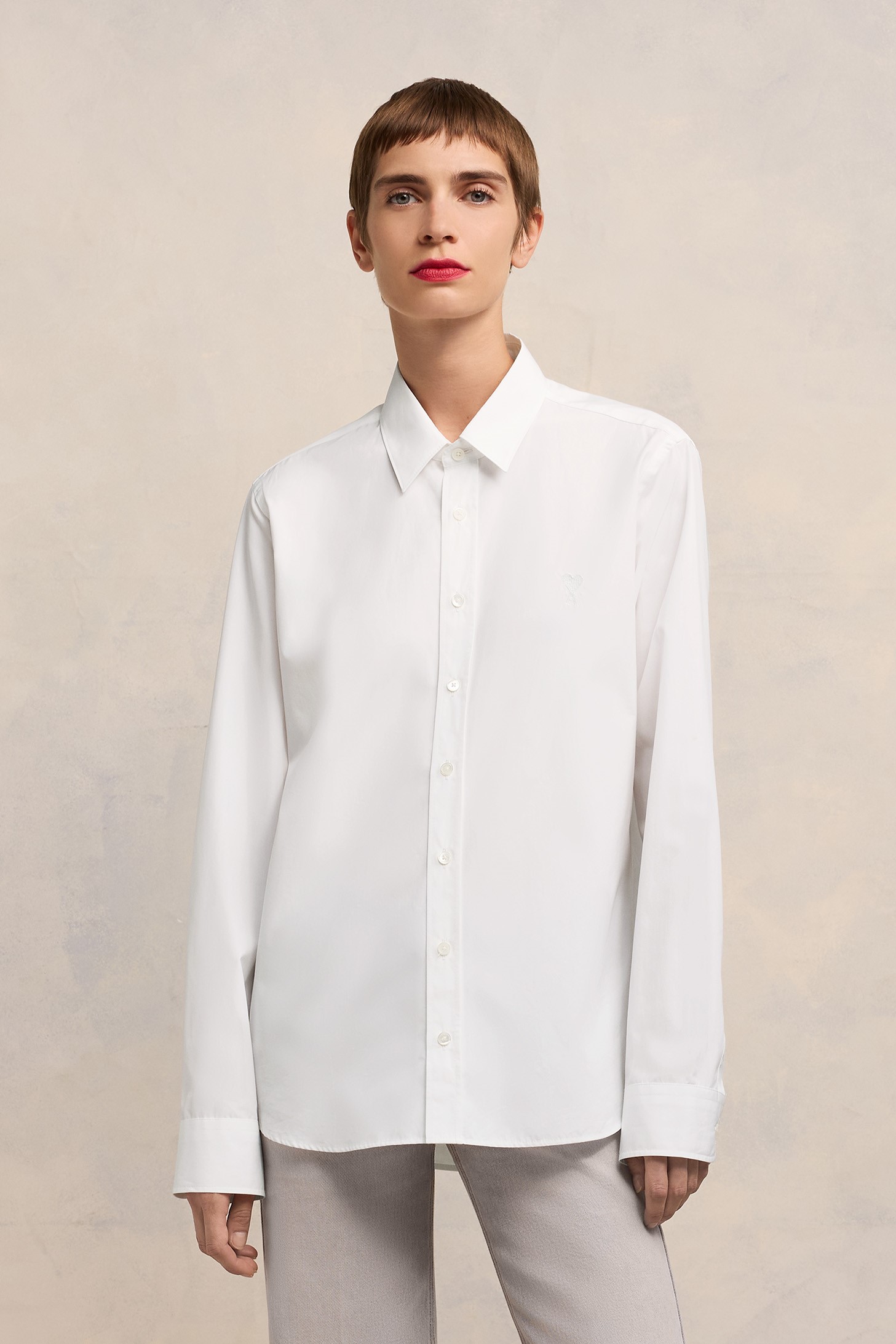 AMI PARIS de Coeur Classic Shirt in White