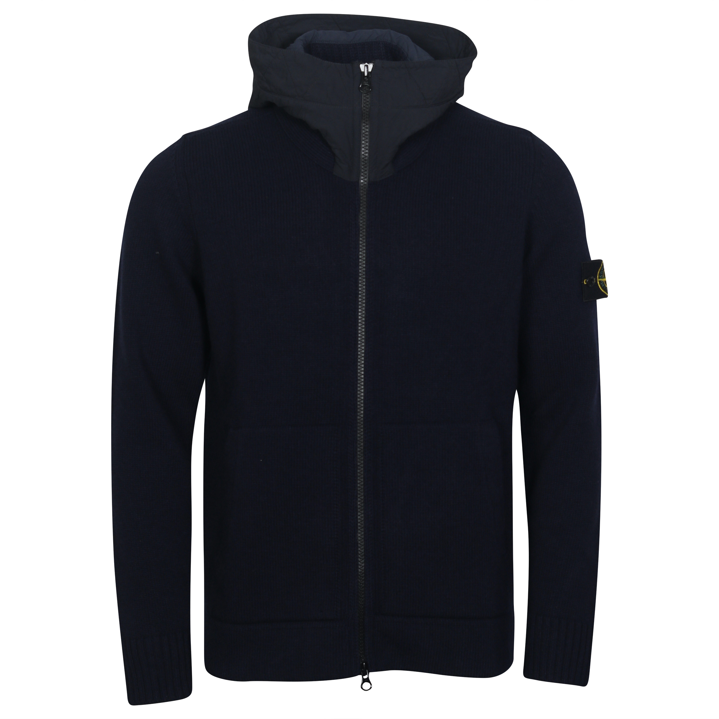 Stone Island Zip Nylon/Wool Hoodie in Navy