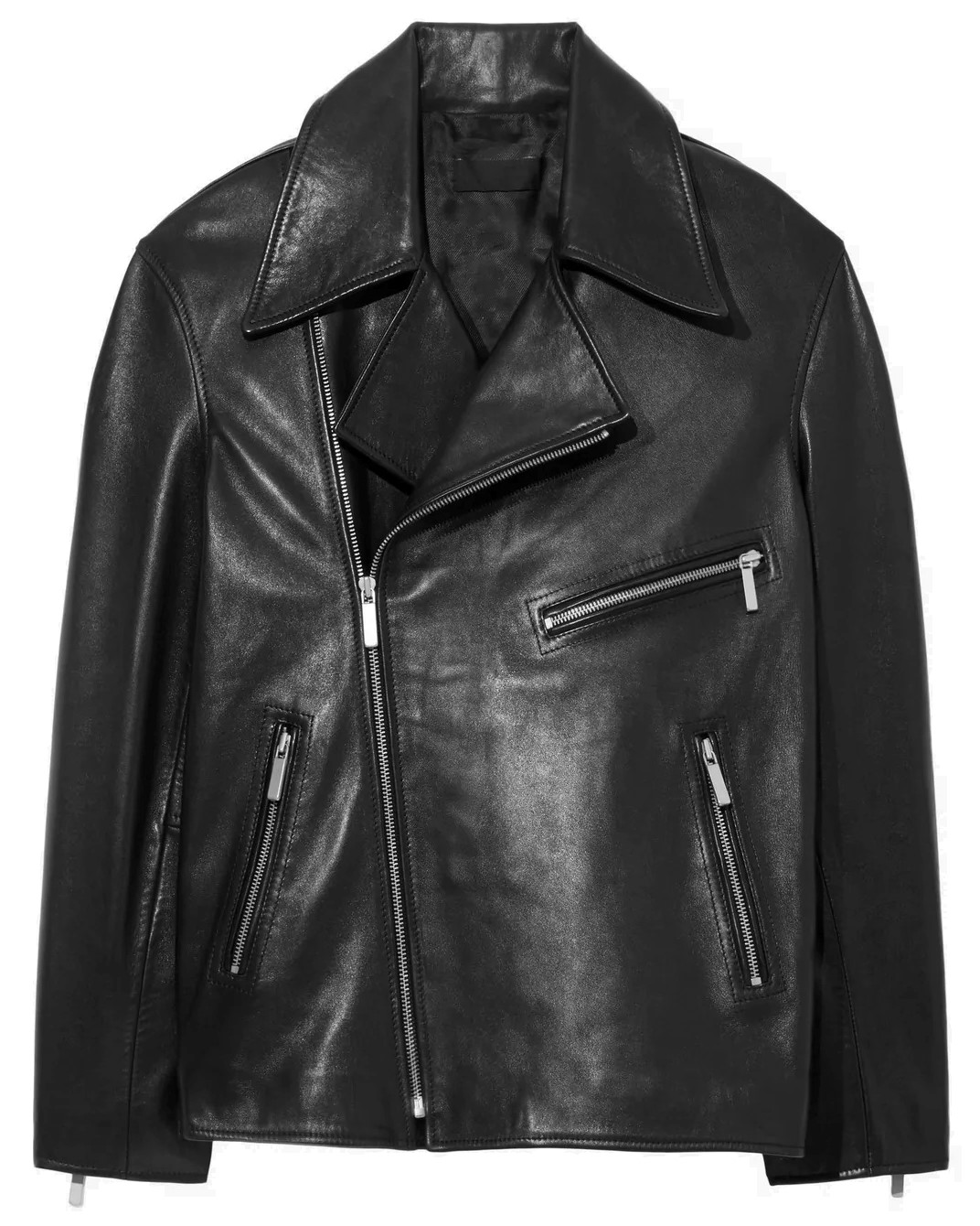NILI LOTAN Avoye Biker Leather Jacket in Black