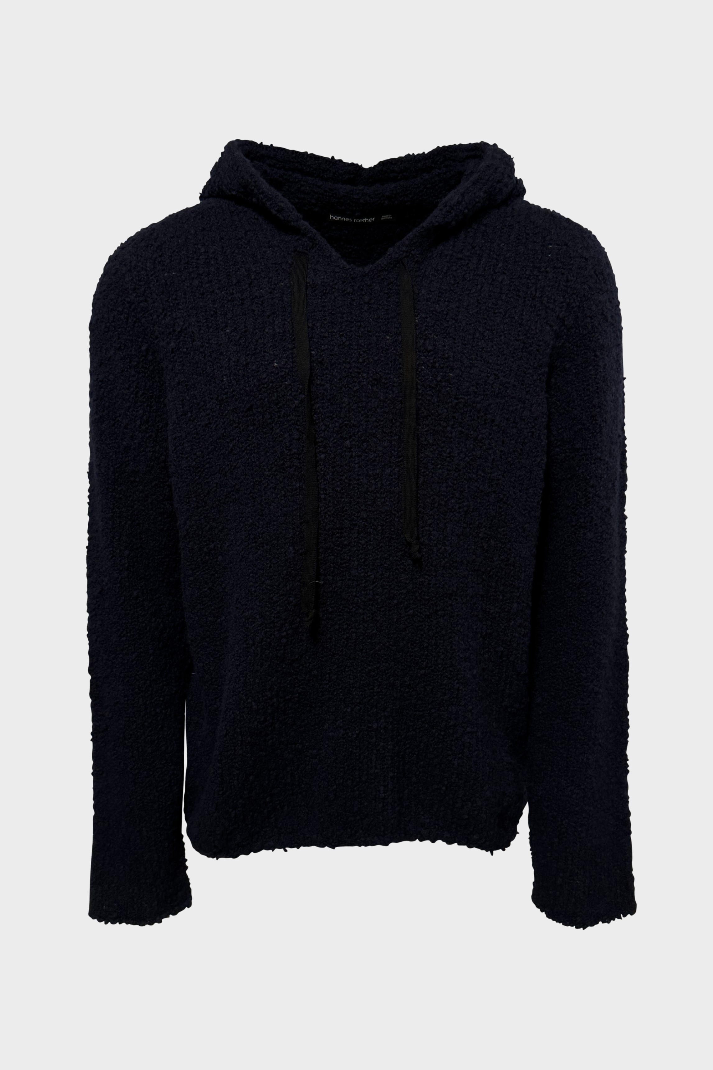 HANNES ROETHER Wool/Cashmere Hoodie in Navy
