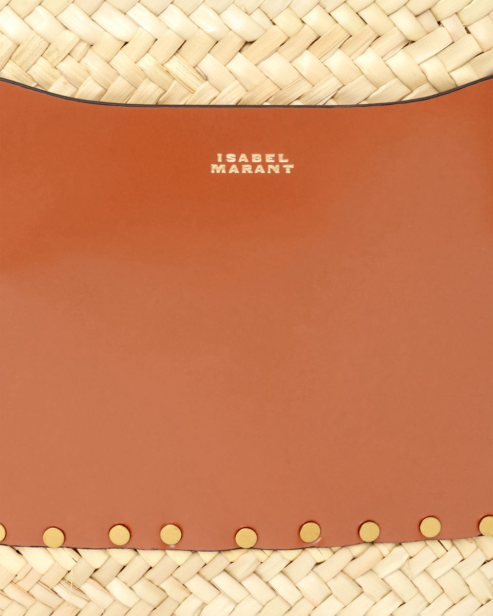 ISABEL MARANT Cadix Straw Shoulder Bag in Natural/Cognac