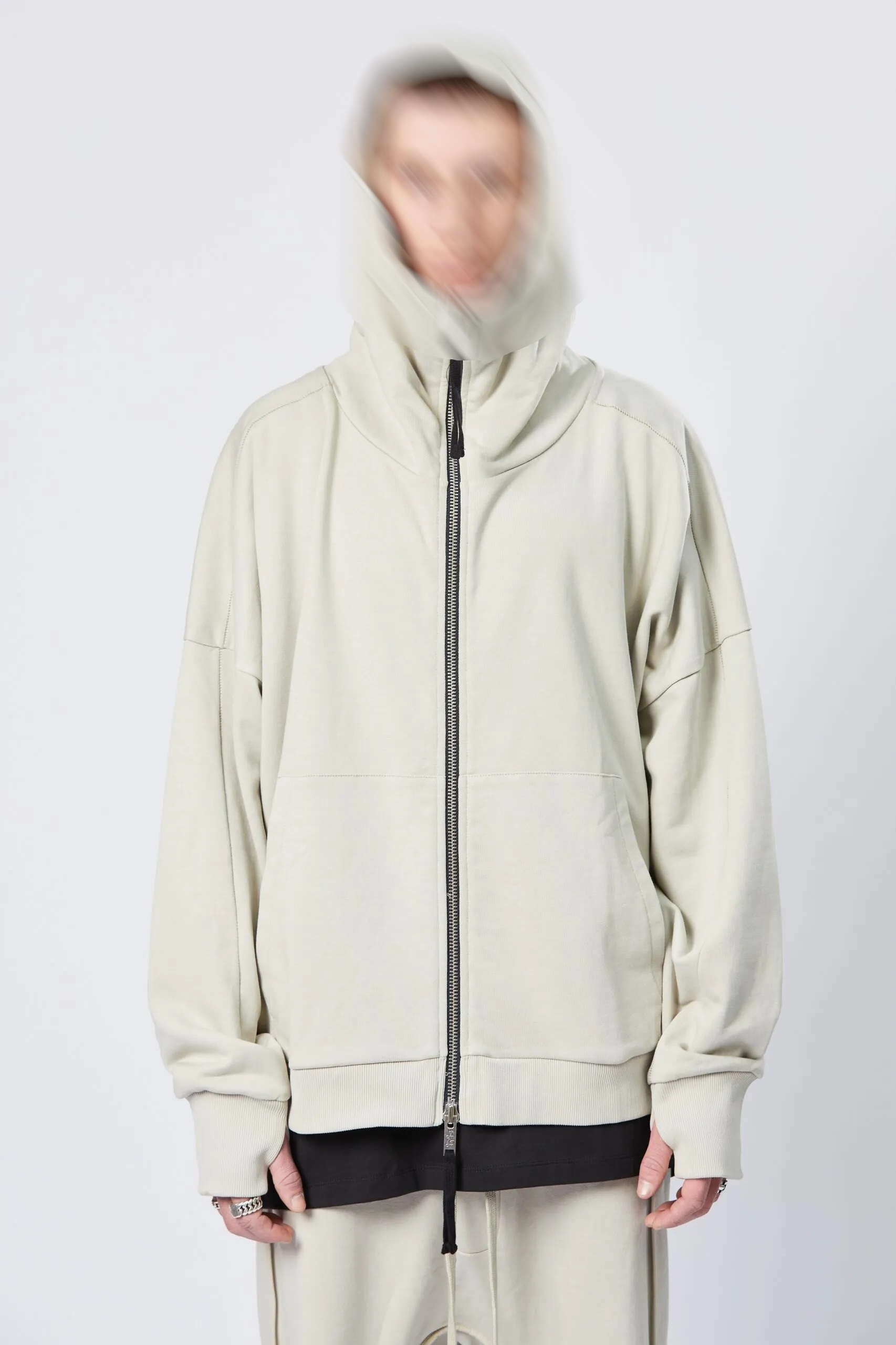 THOM KROM Oversize Zip Hoodie in Sand Shell L