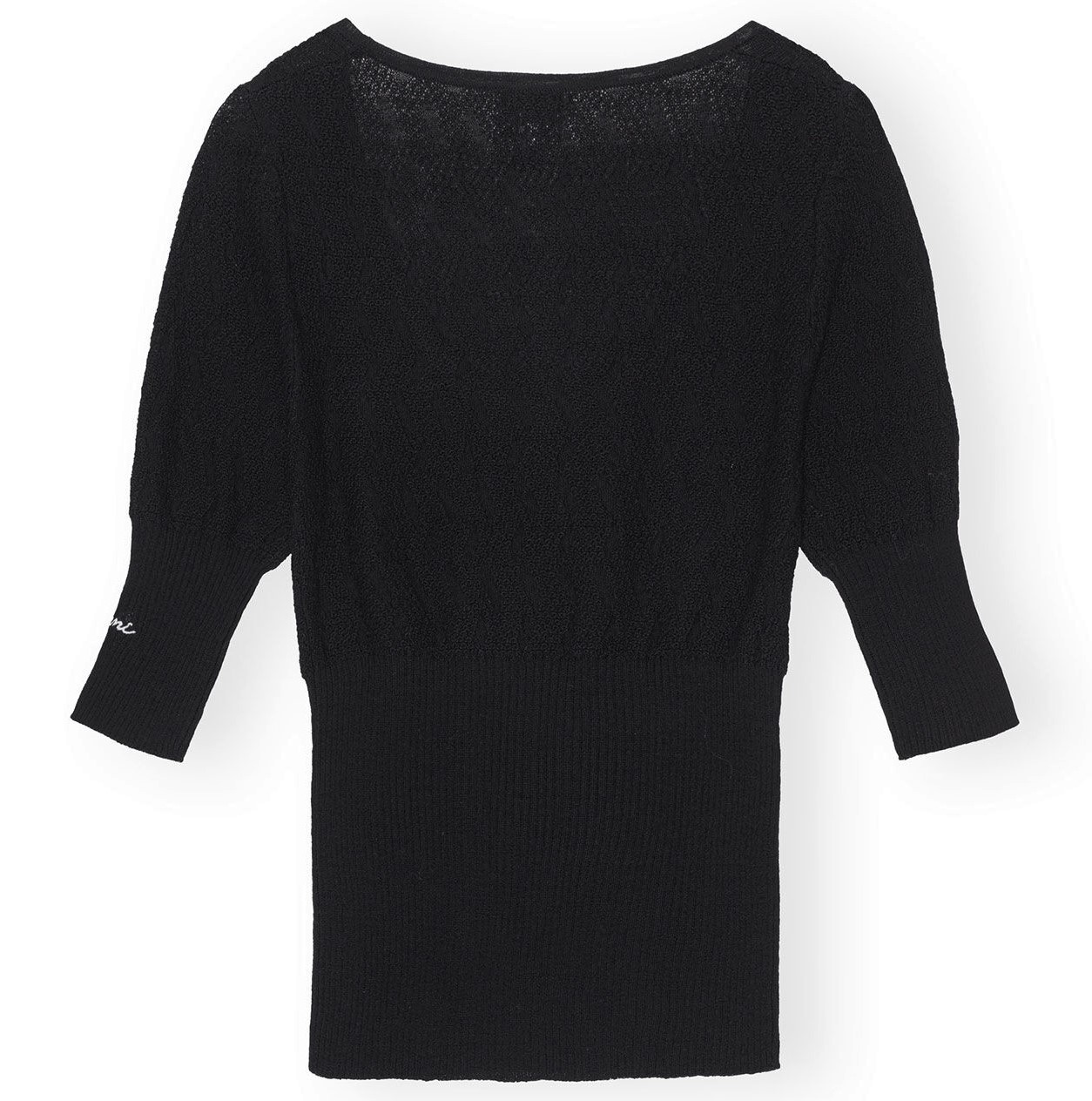 GANNI Merino Knit Pullover in Black M