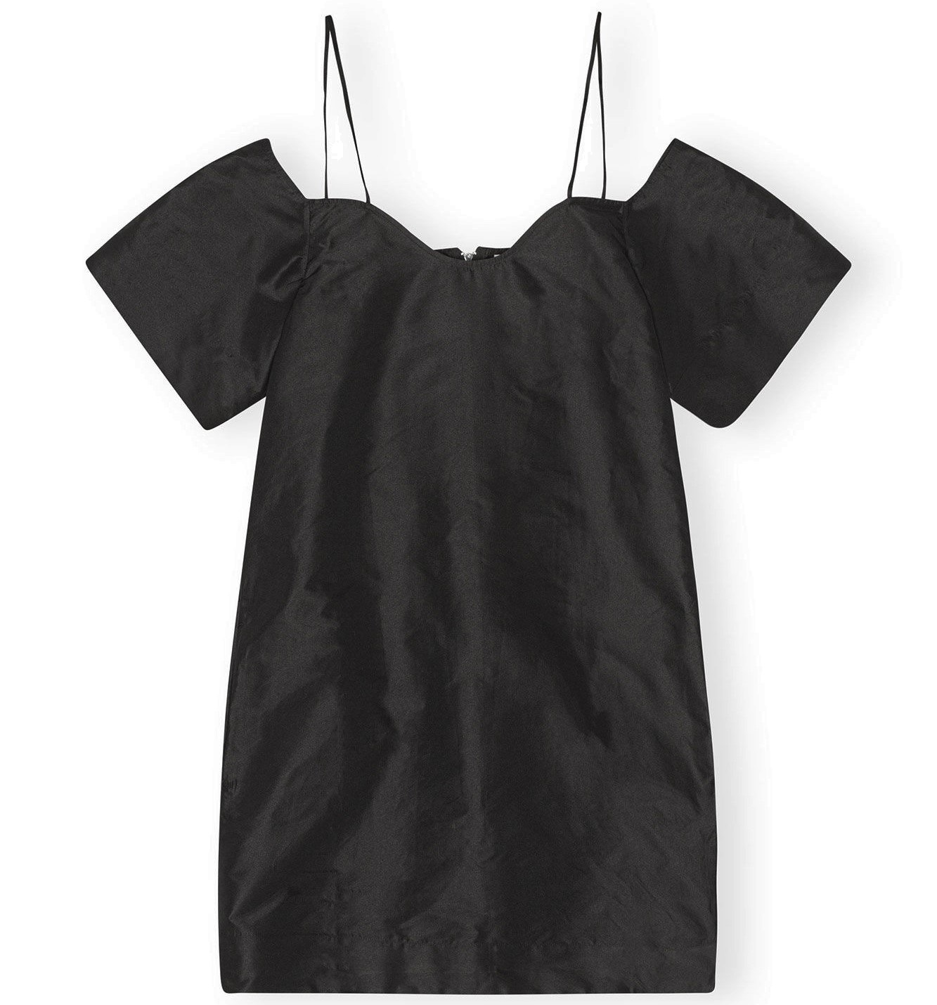 GANNI Taffeta Mini Dress in Black 34