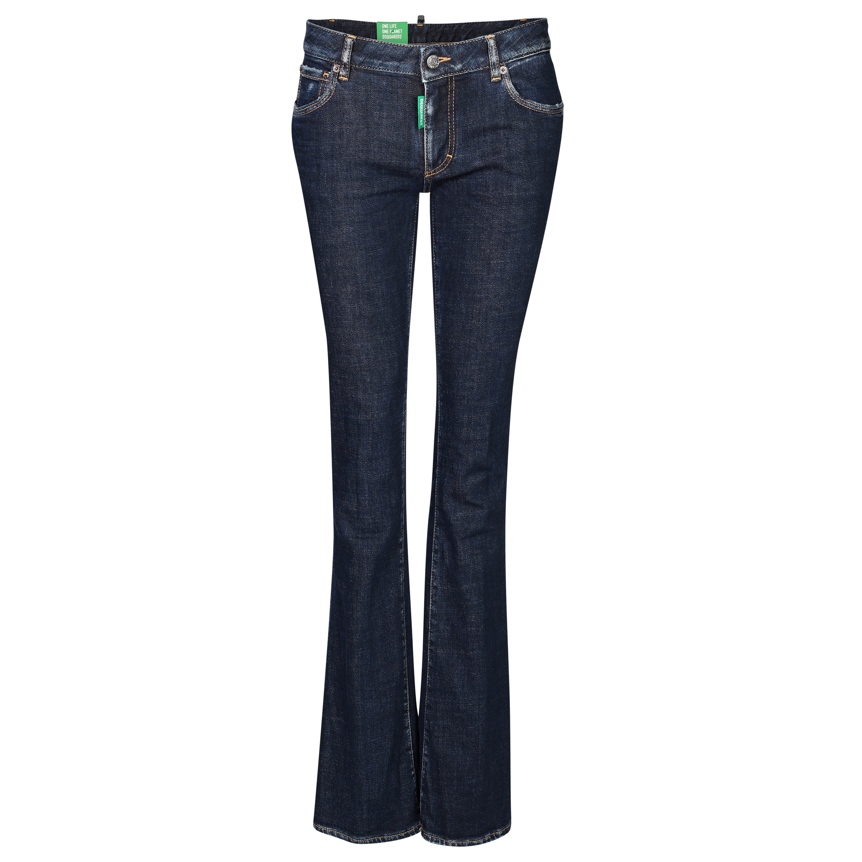 DSQUARED2 Green Label Mid Waist Flare Jeans in Dark Blue