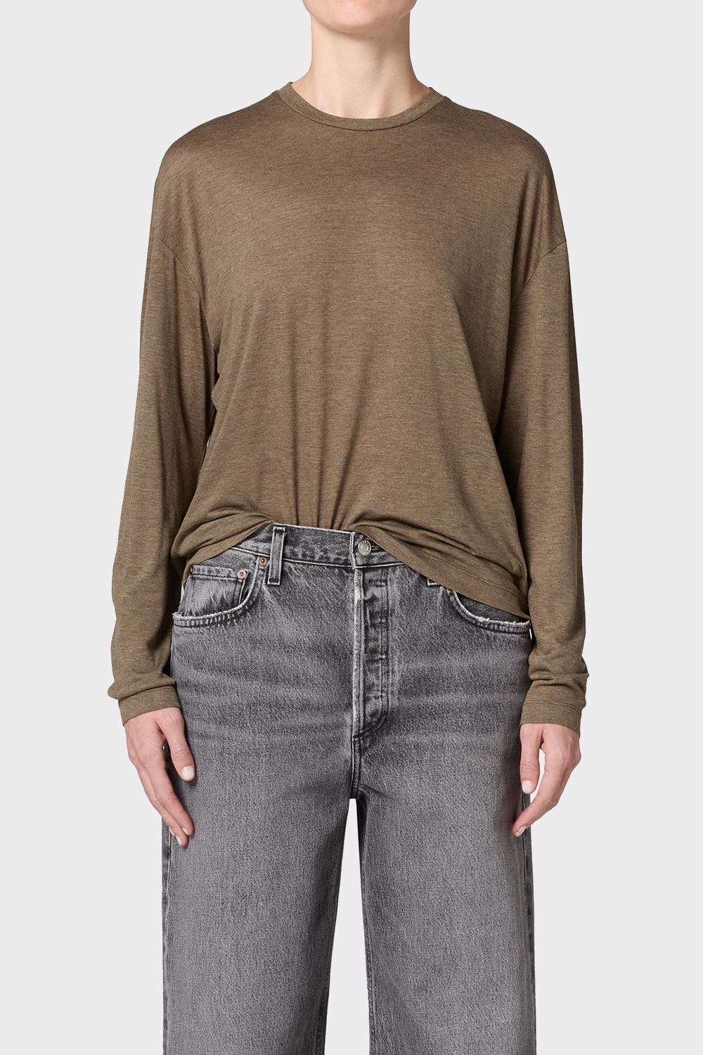 AGOLDE Sasha Tencel Tee in Brown Melange