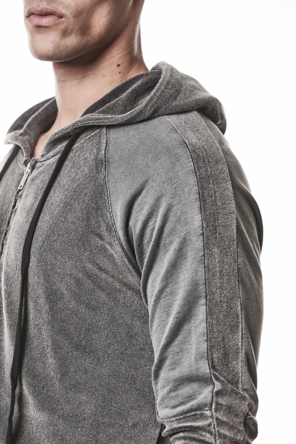 THOM KROM Terry Zip Hoodie in Dark Used Grey