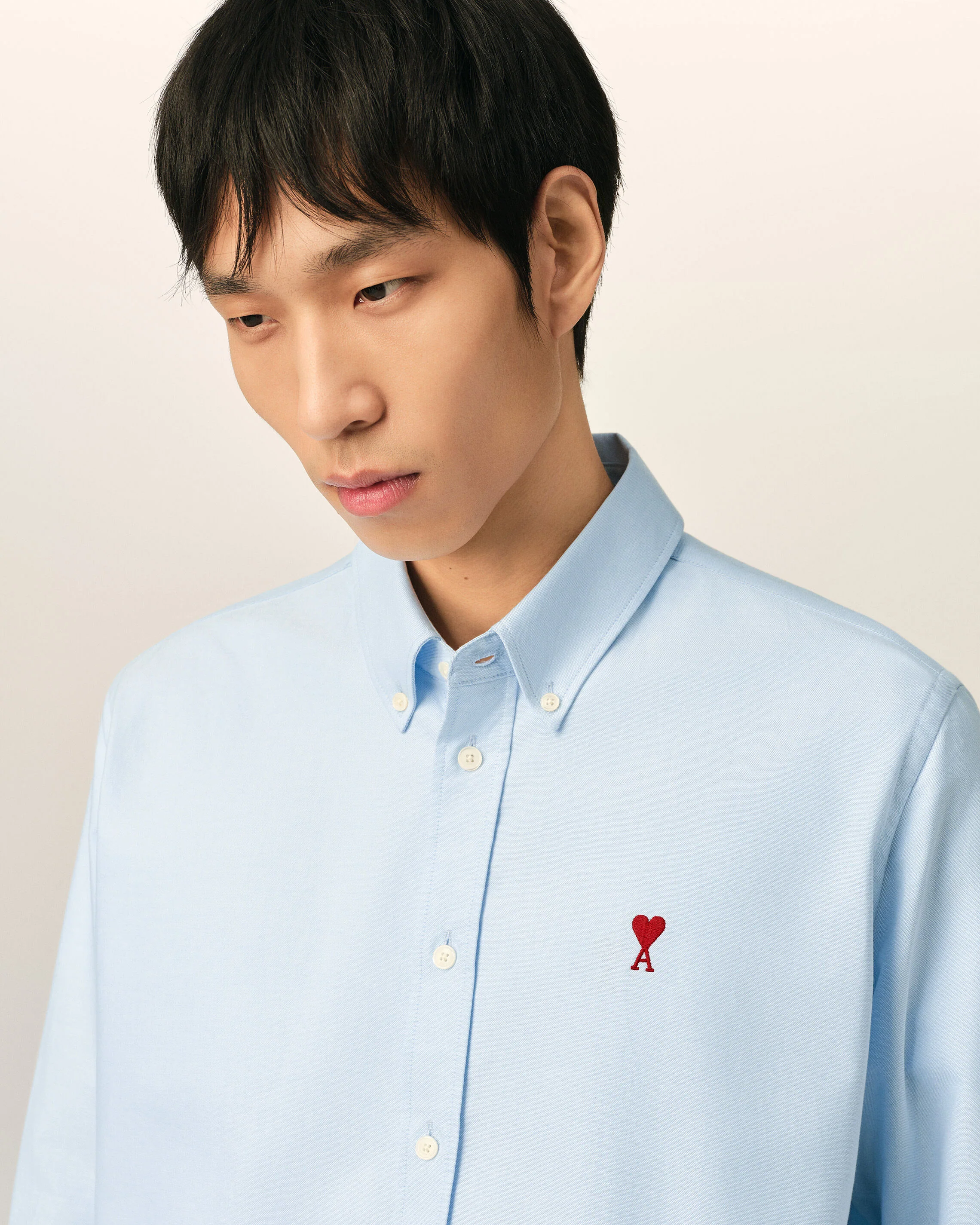 AMI PARIS Classic Fit Oxford Shirt in Sky Blue