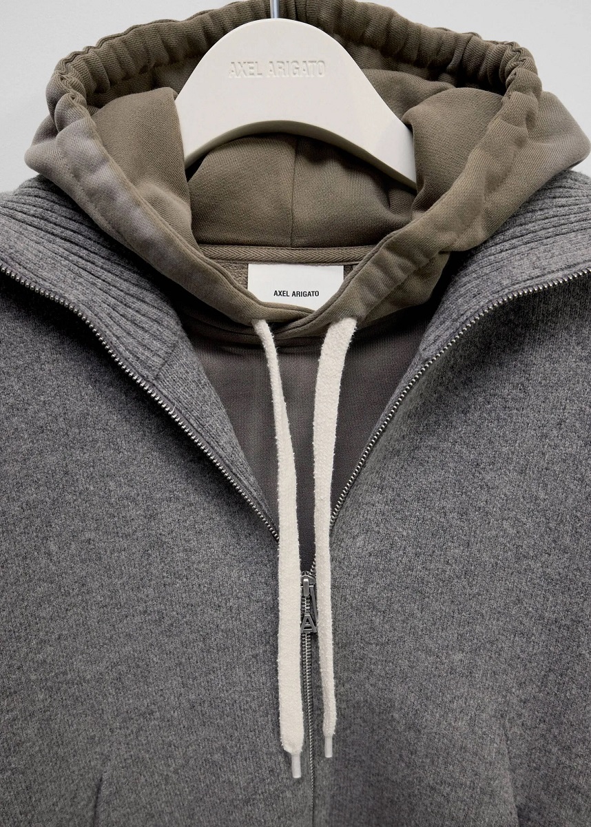 AXEL ARIGATO Heavy Knit Zip Jacket in Grey Melange