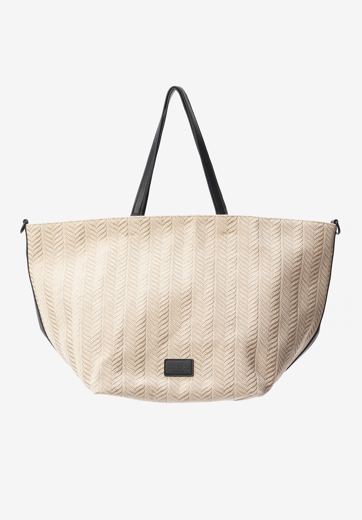 LALA BERLIN Shopper Monna in Chevron Creme Brulee