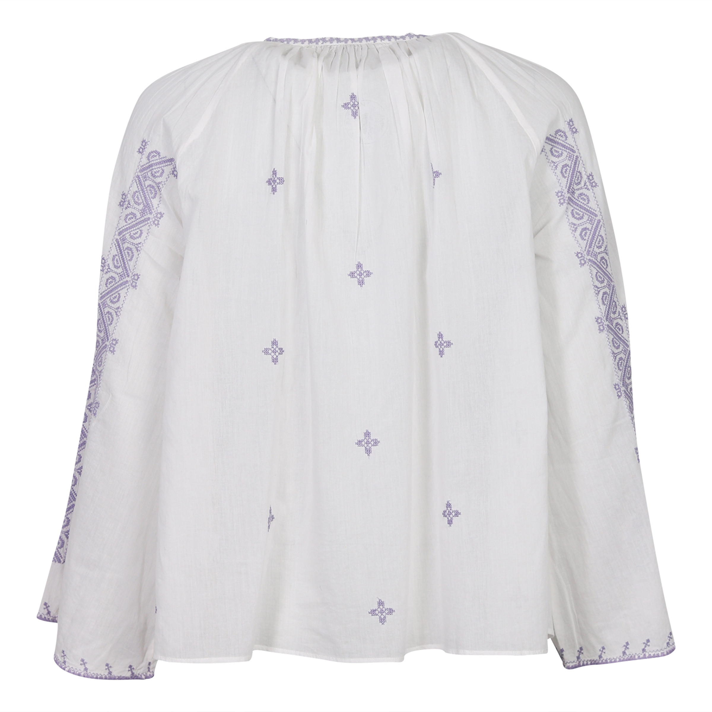 Nili Lotan Palestinian Embroidered Shirt Anna White/Lilac