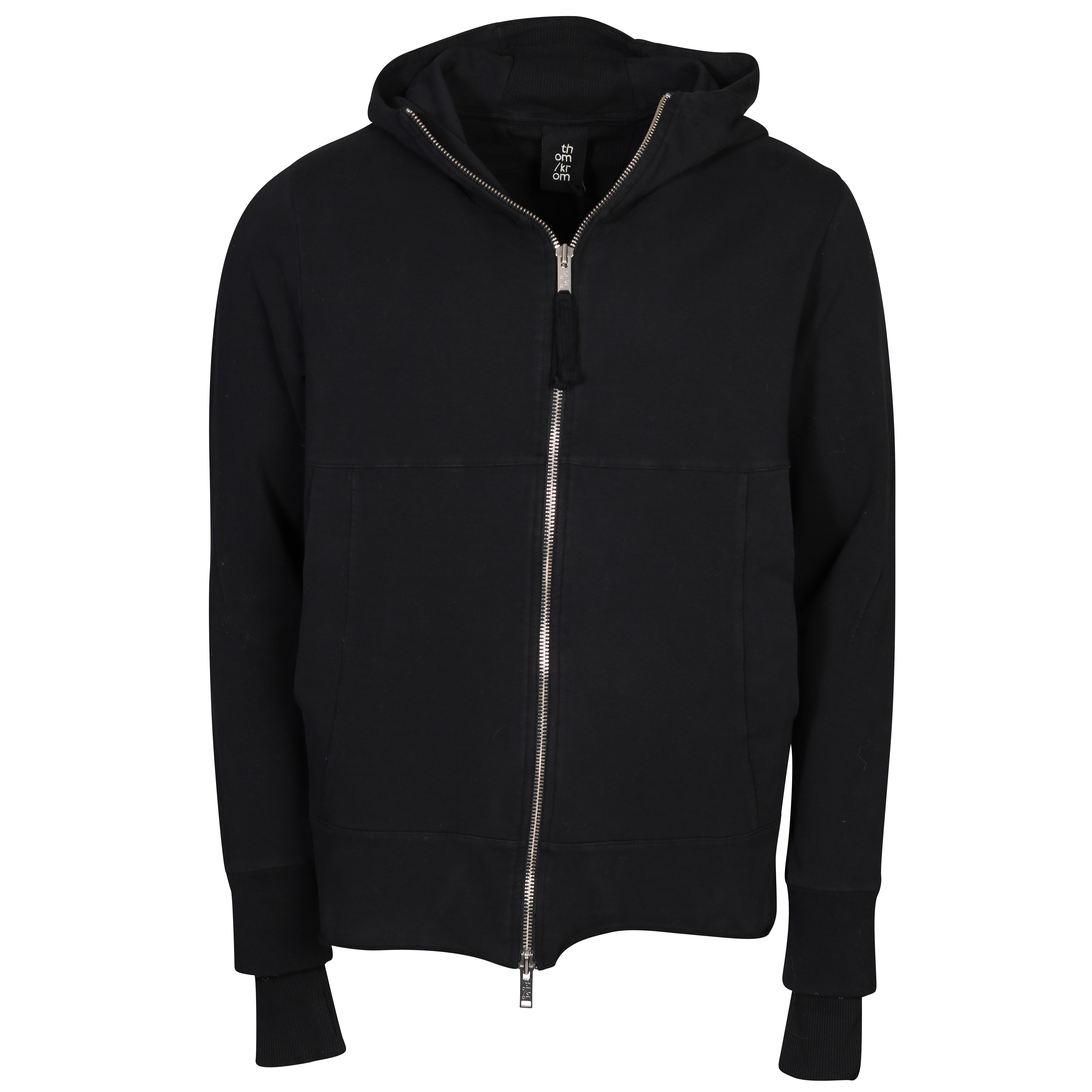 Thom Krom Hooded Zip Sweatjacket in Black