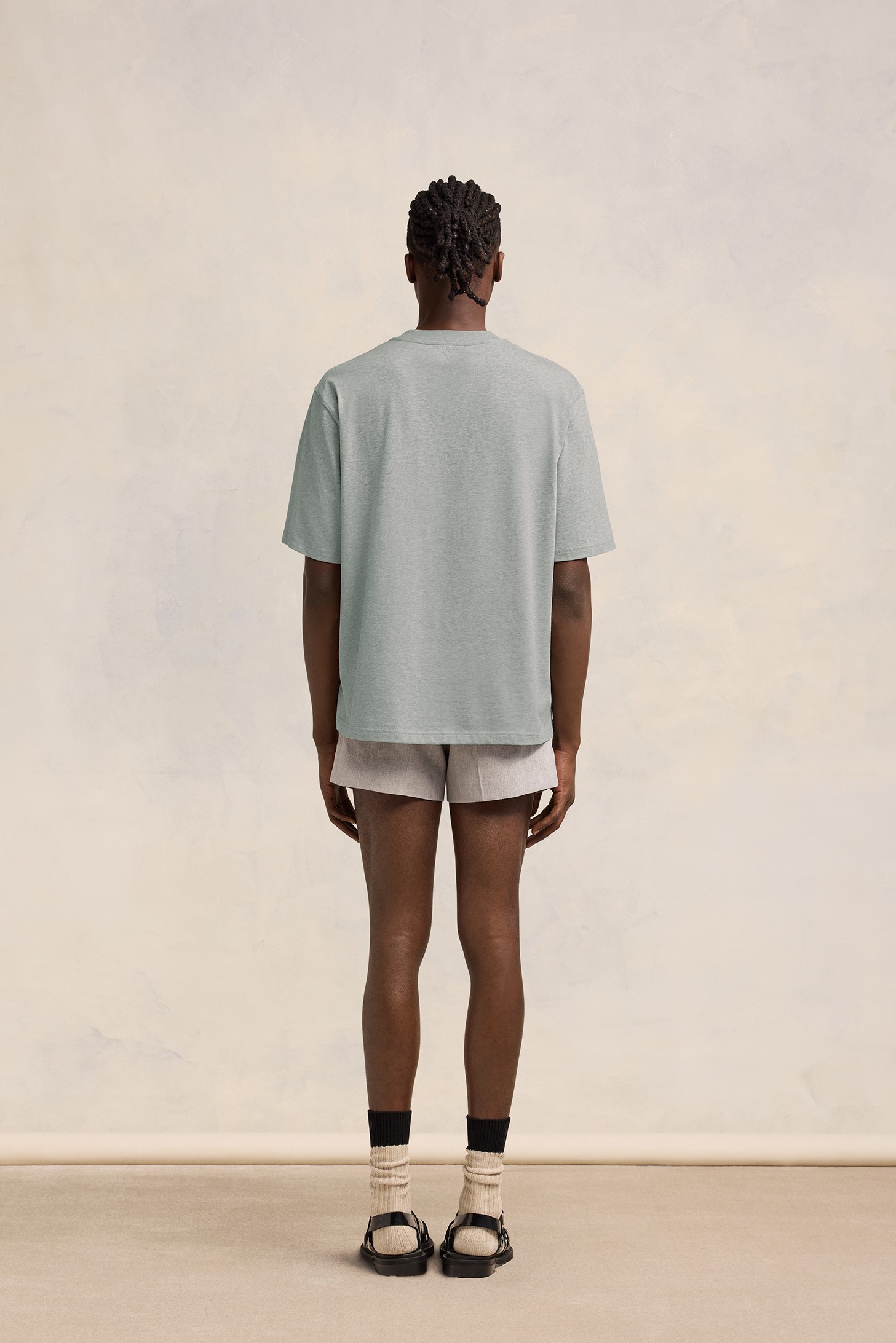 AMI PARIS Alexandre Mattuissi Boxy Fit T-Shirt in Heather Ash Grey S