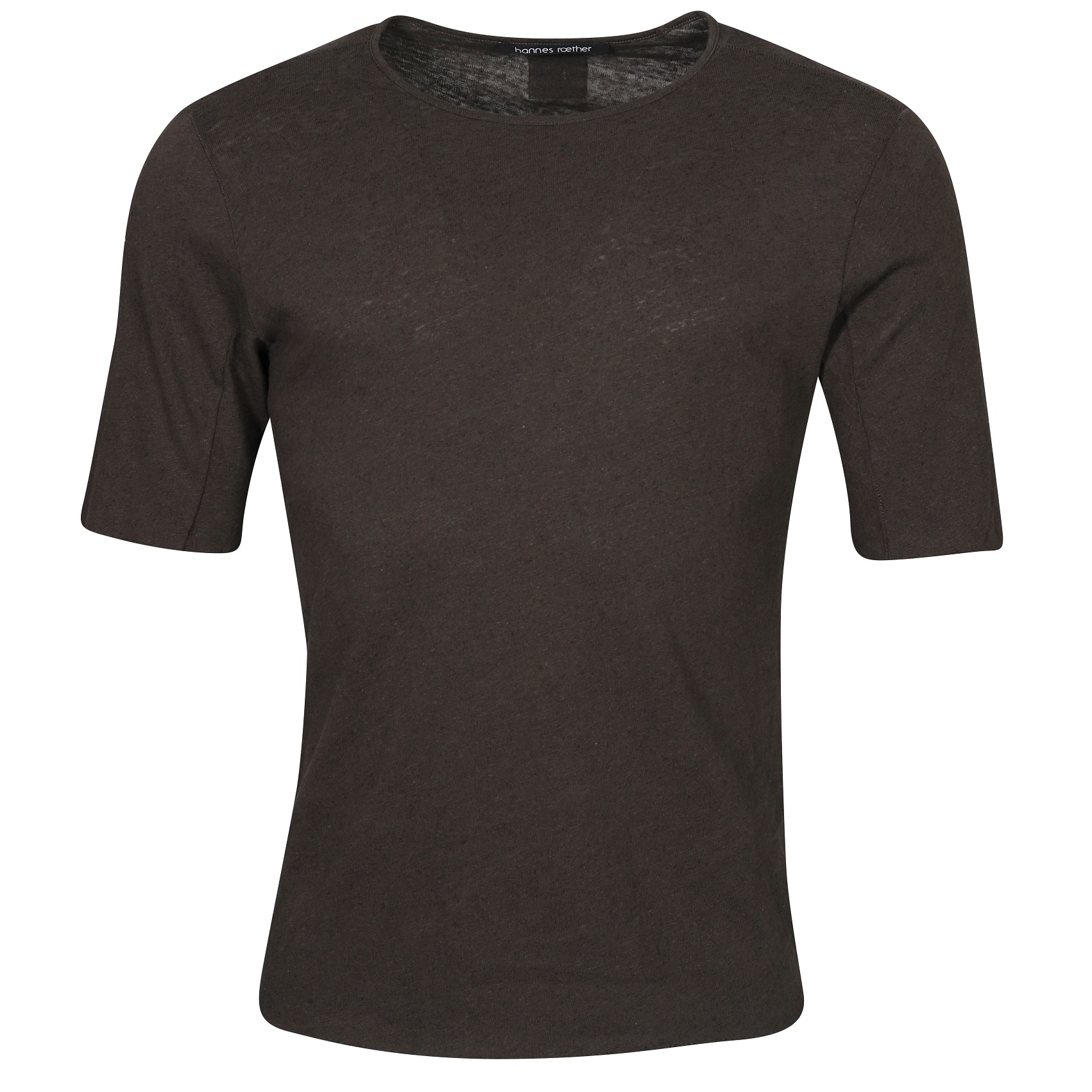 HANNES ROETHER Cotton/Linen T-Shirt in Brown