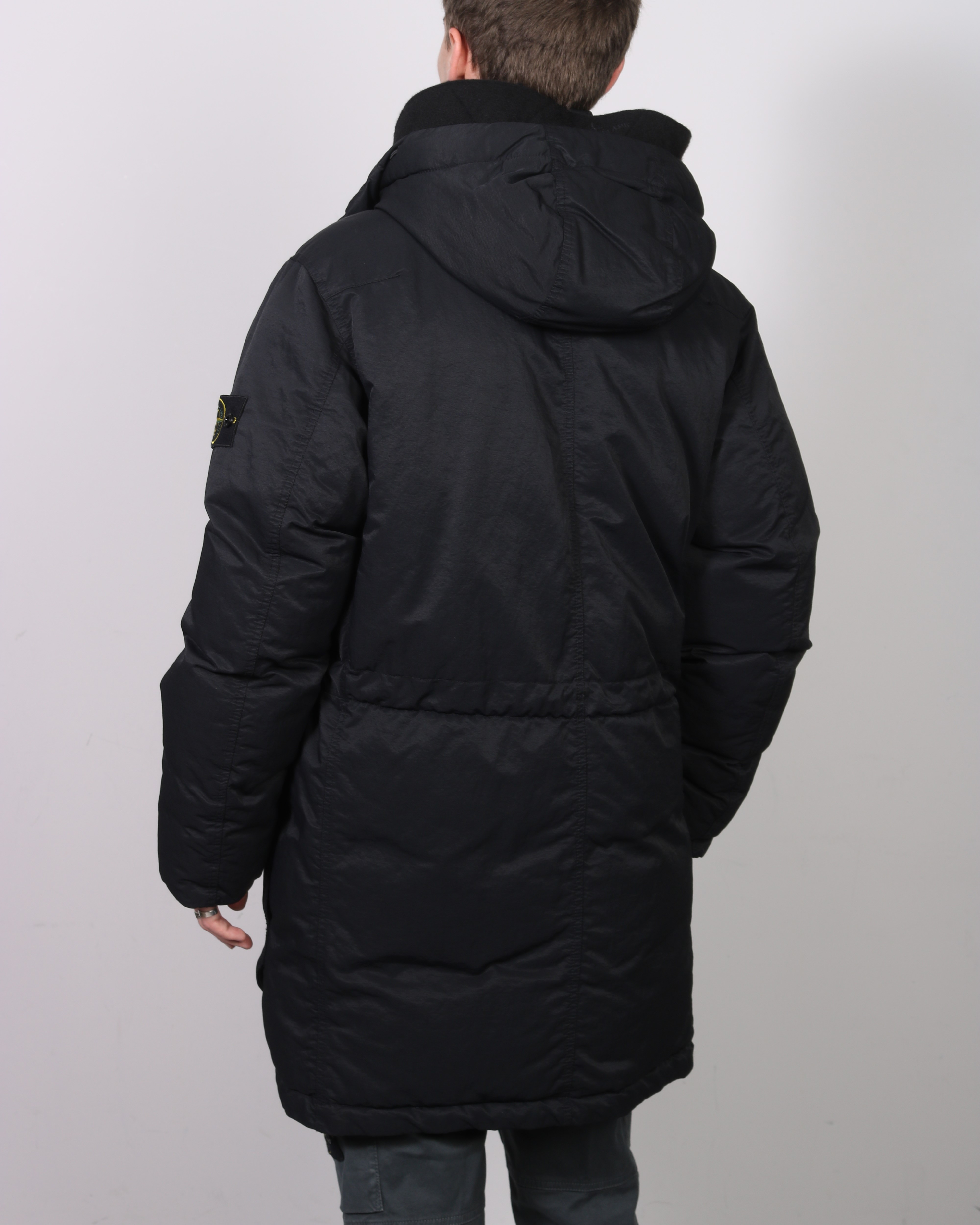 STONE ISLAND Opaque Nylon Twill Down Parka in Black