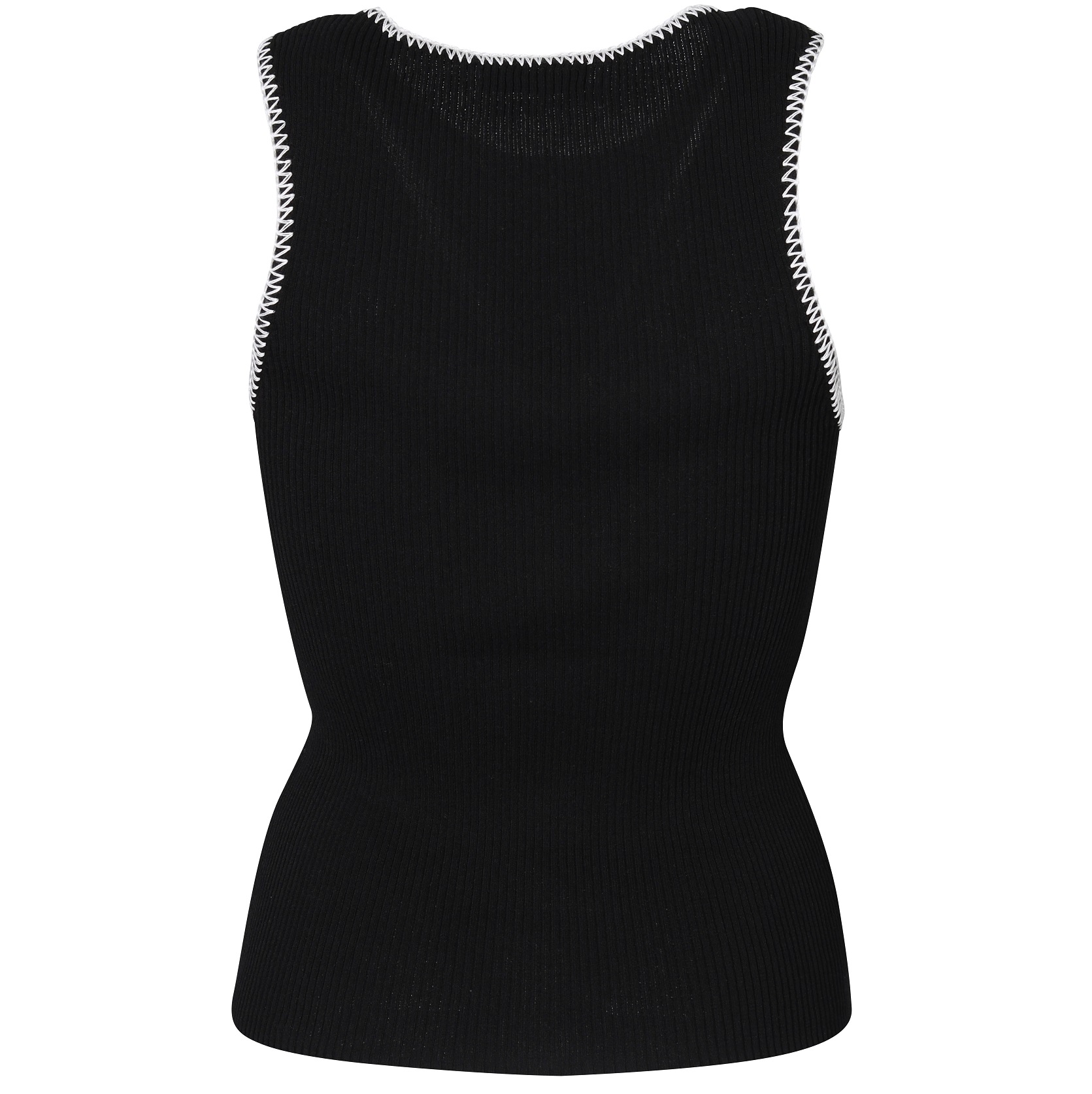 DAGMAR Contrast Stitch Top in Black M