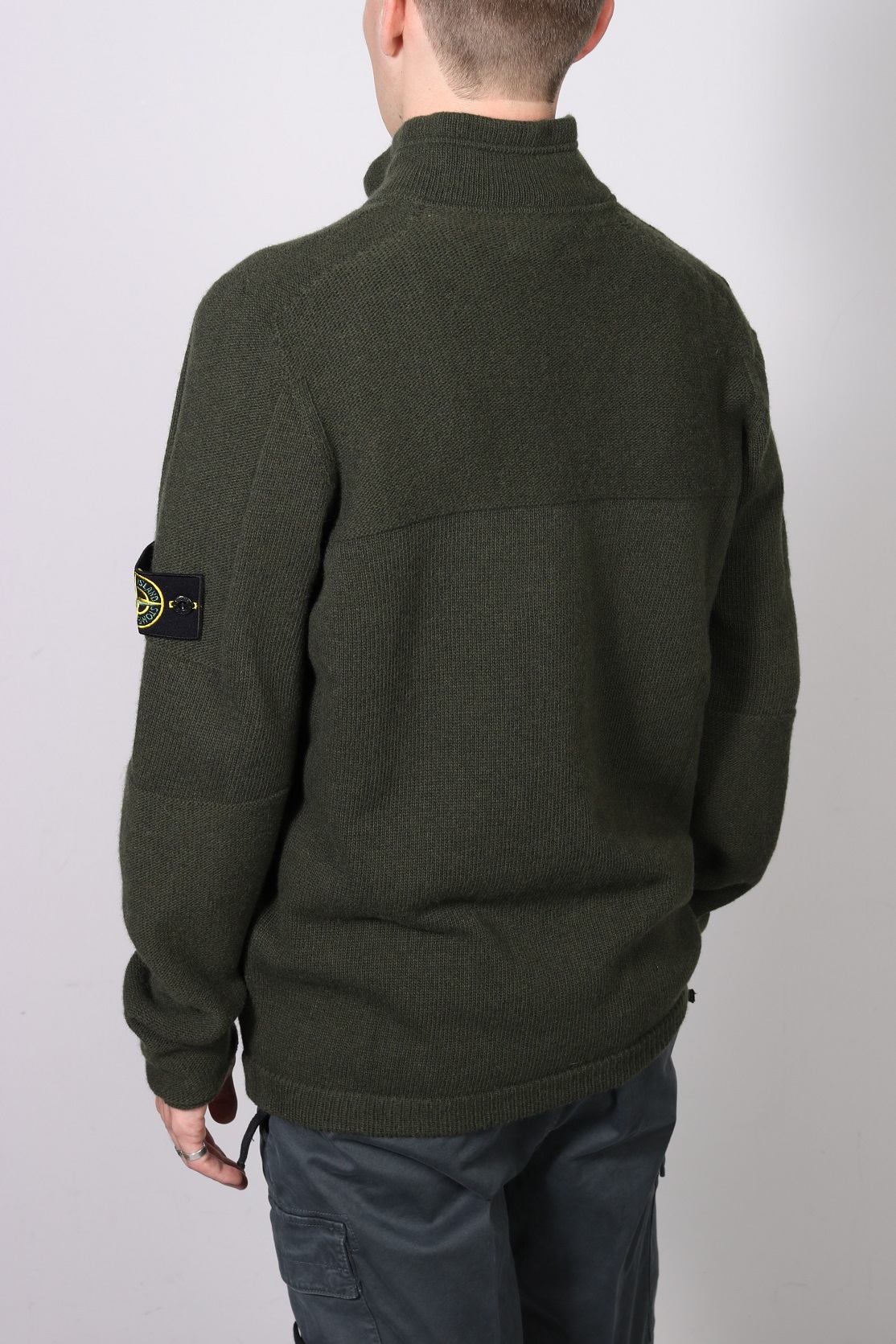STONE ISLAND Halfzip Knit Sweater in Olive