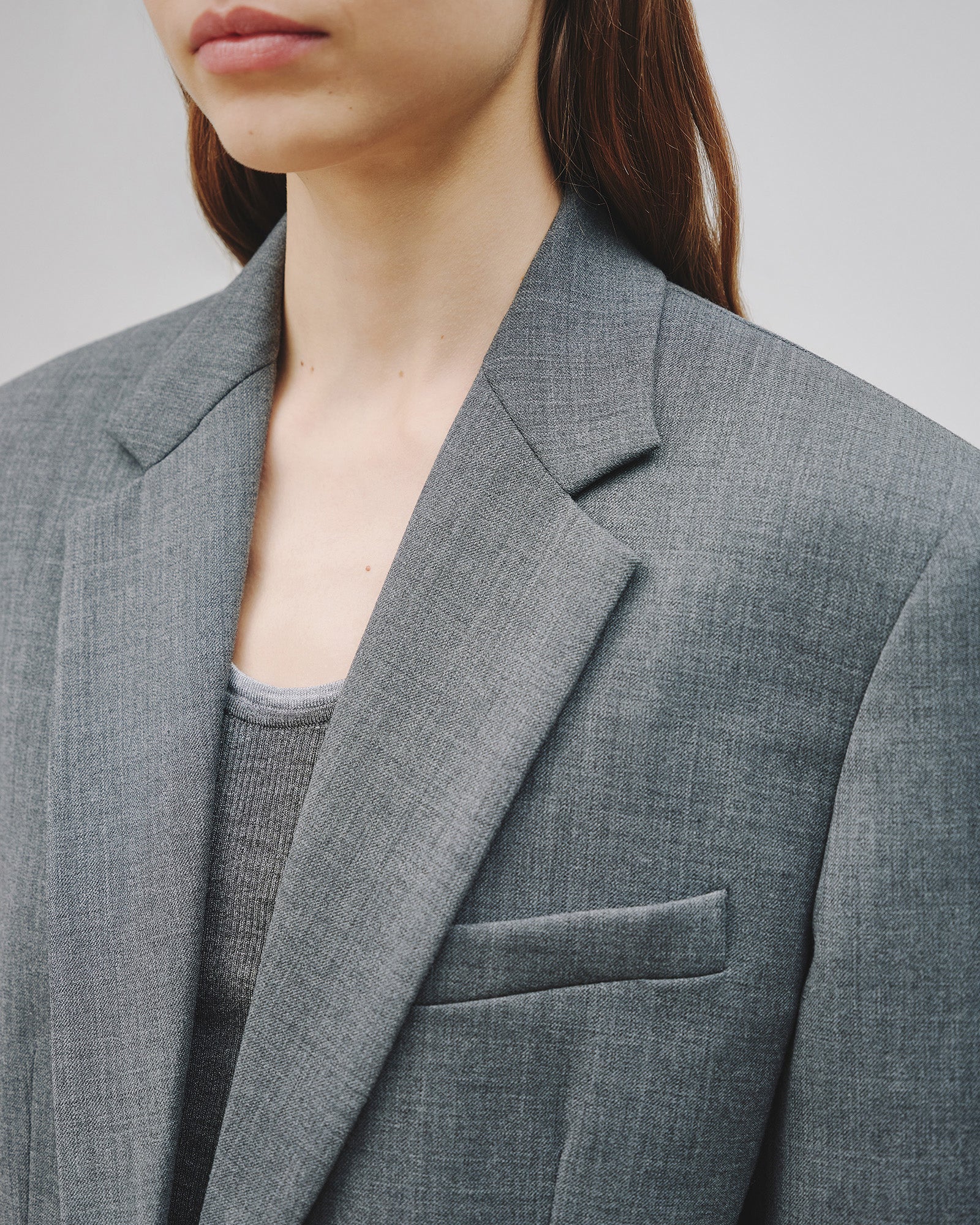 NILI LOTAN Boyfriend Jacket in Heather Grey M/US4