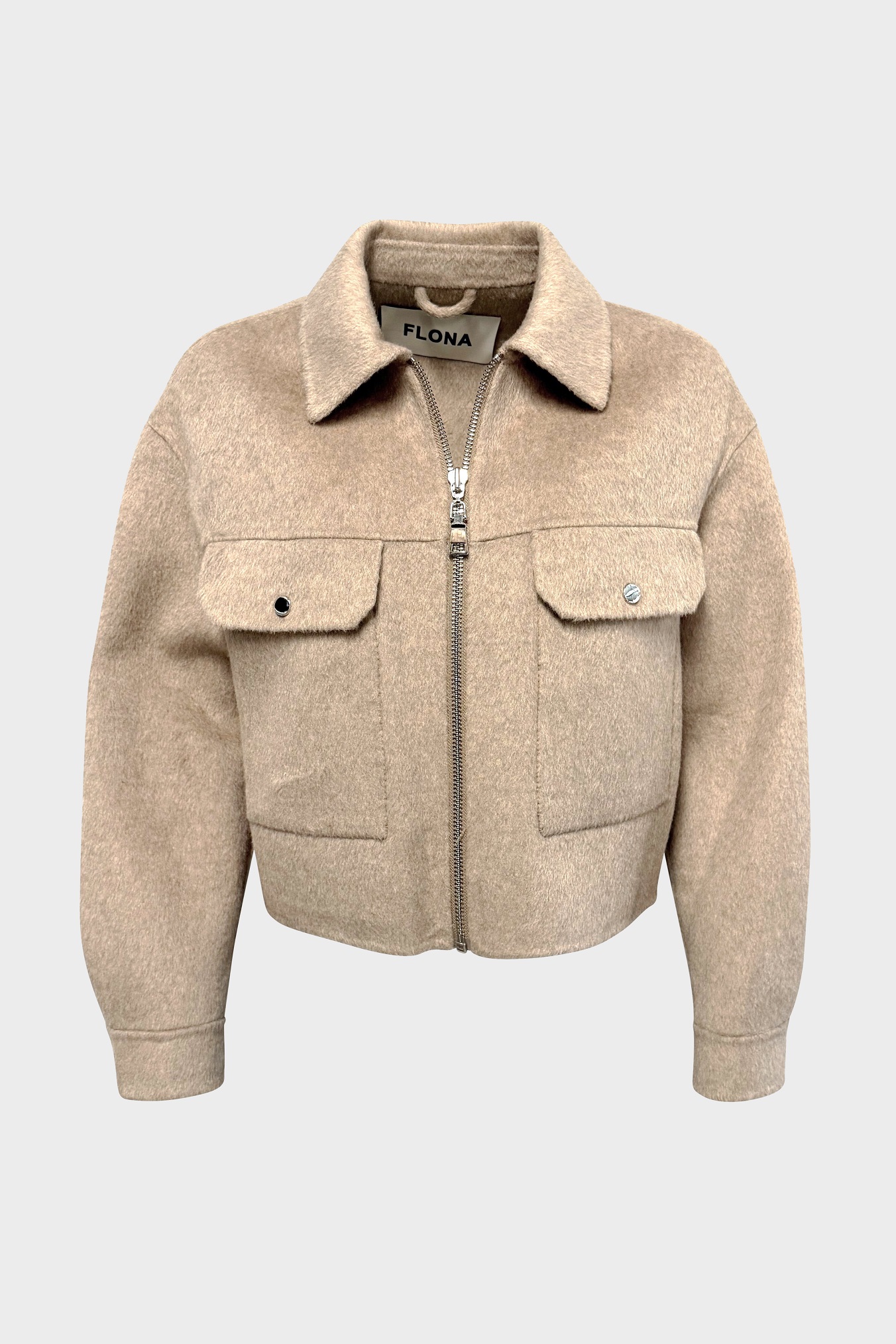FLONA Cropped Jacket in Beige Melange