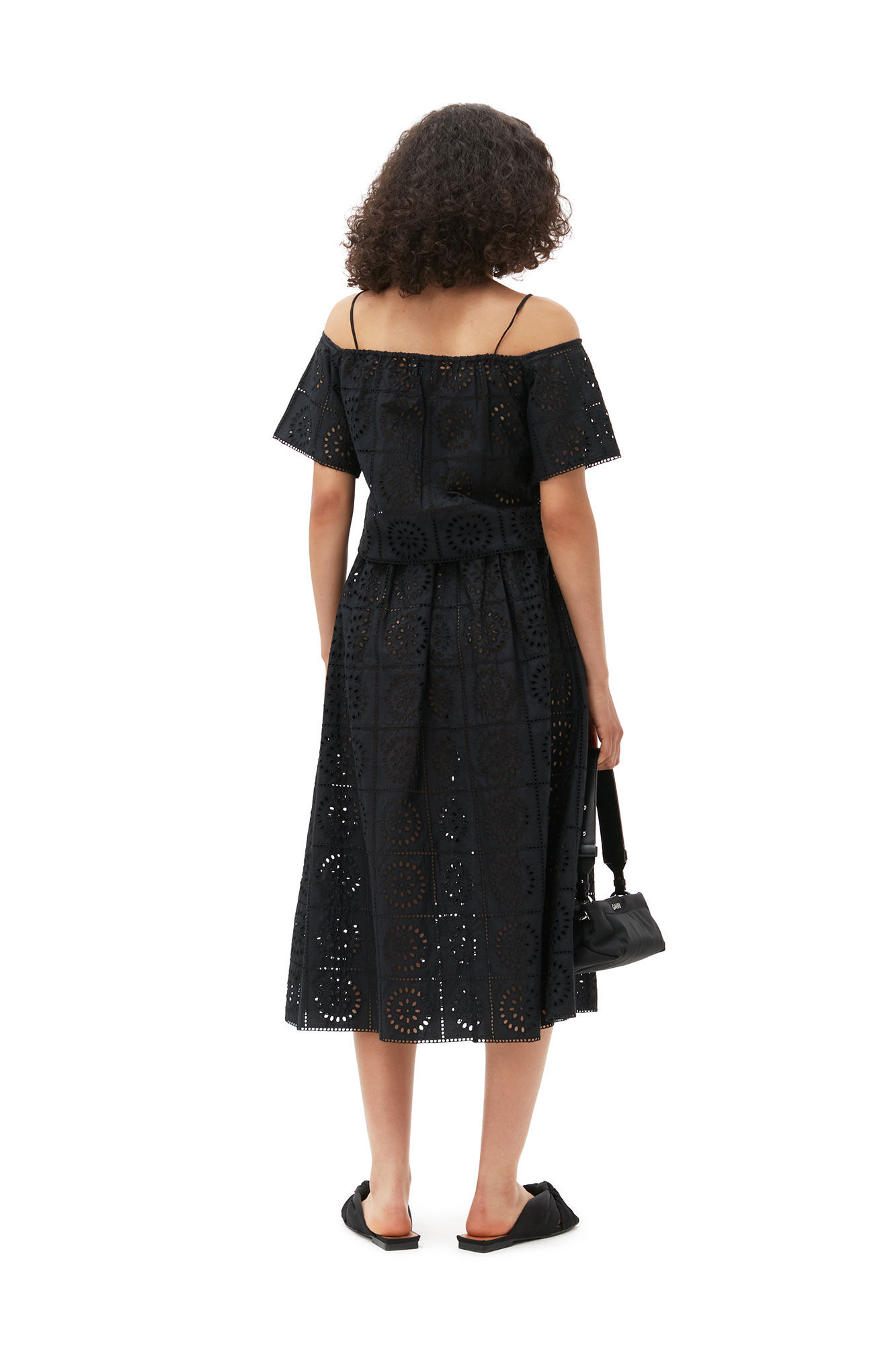 GANNI Broderie Anglaise Skirt in Black 34