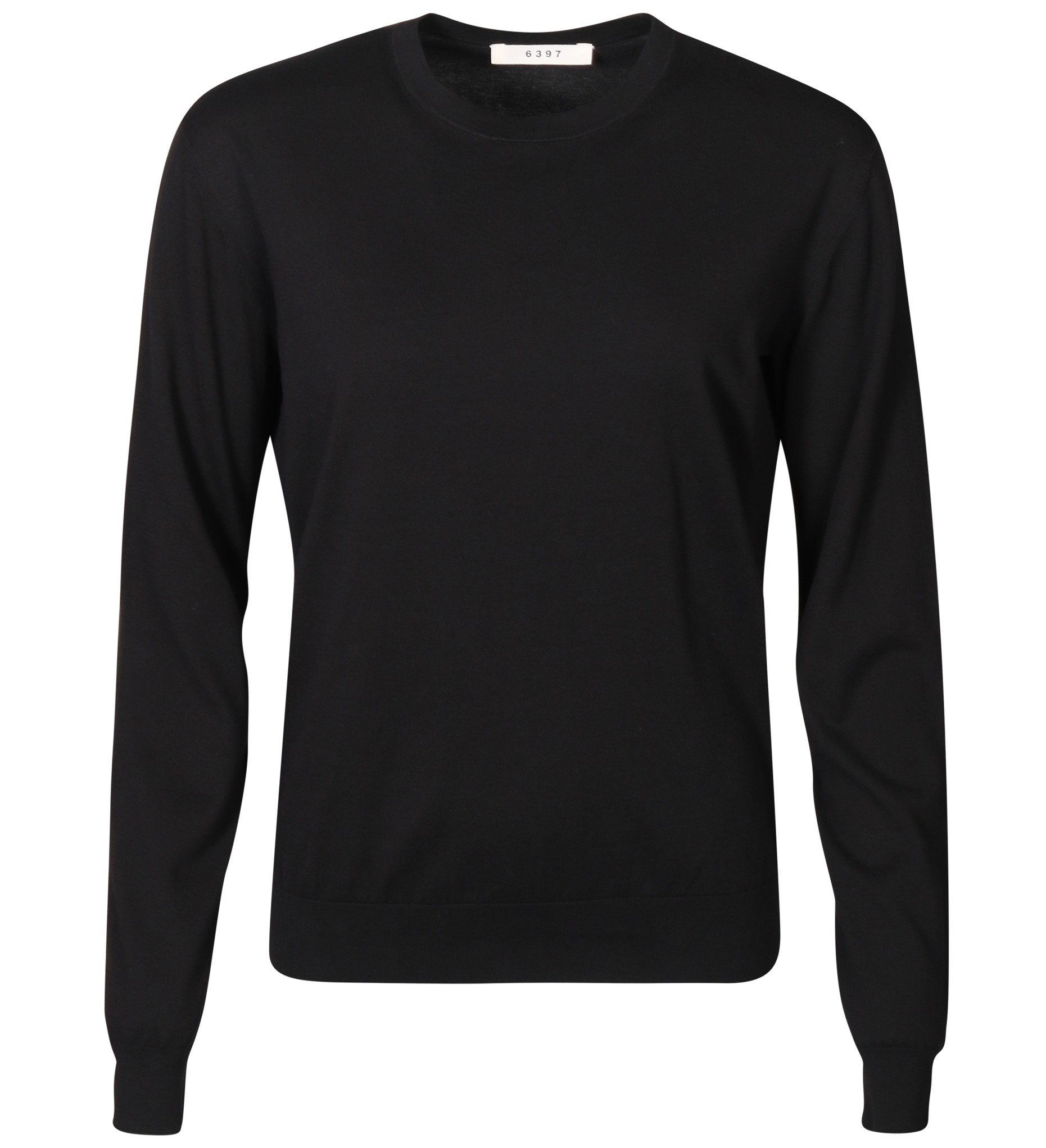 6397 Relaxed Cotton Crew Neck Pullover in Black L