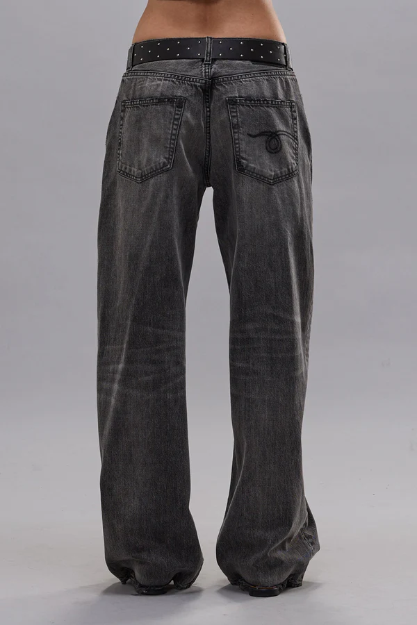 R13 D'Arcy Loose Jeans in Polaris Black