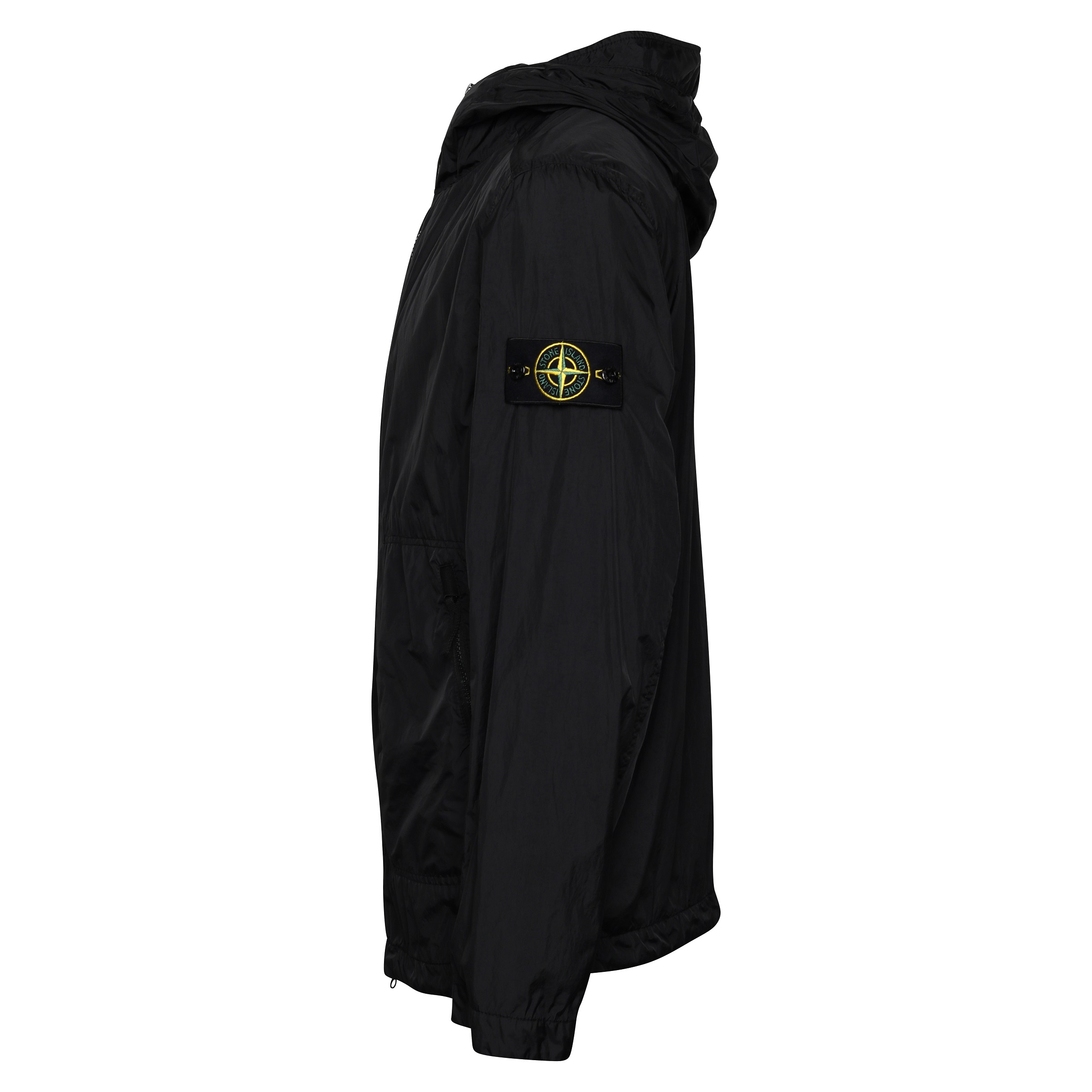 Stone Island Garment Dyed Crinkle Reps Hooded Light Jacket in Black XL