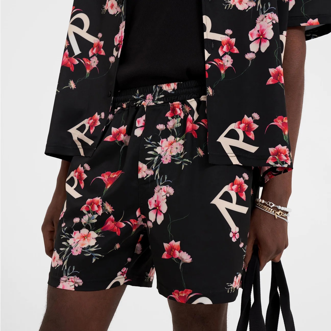 REPRESENT Floral Shorts in Black S