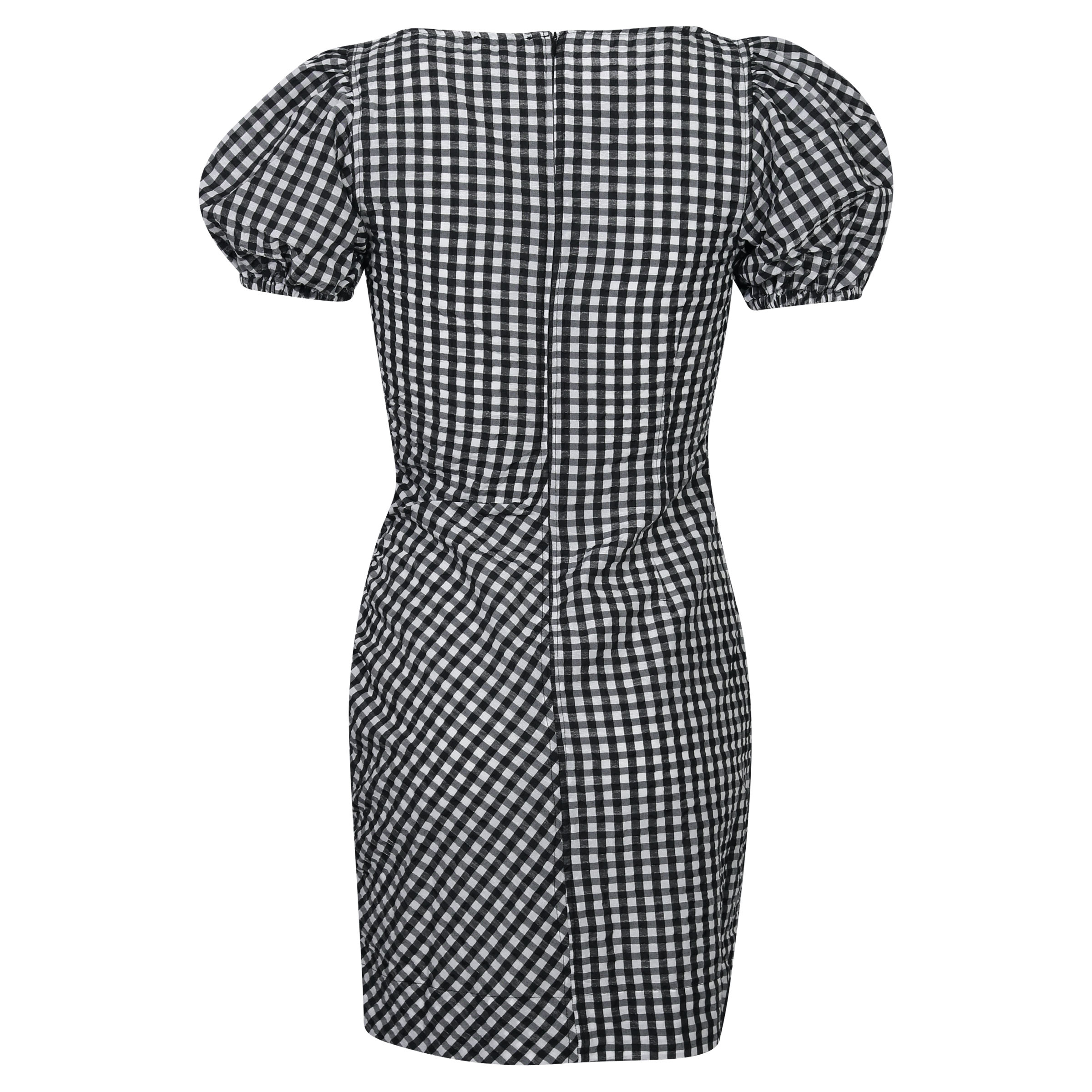 Ganni Seersucker Check Dress Black/White