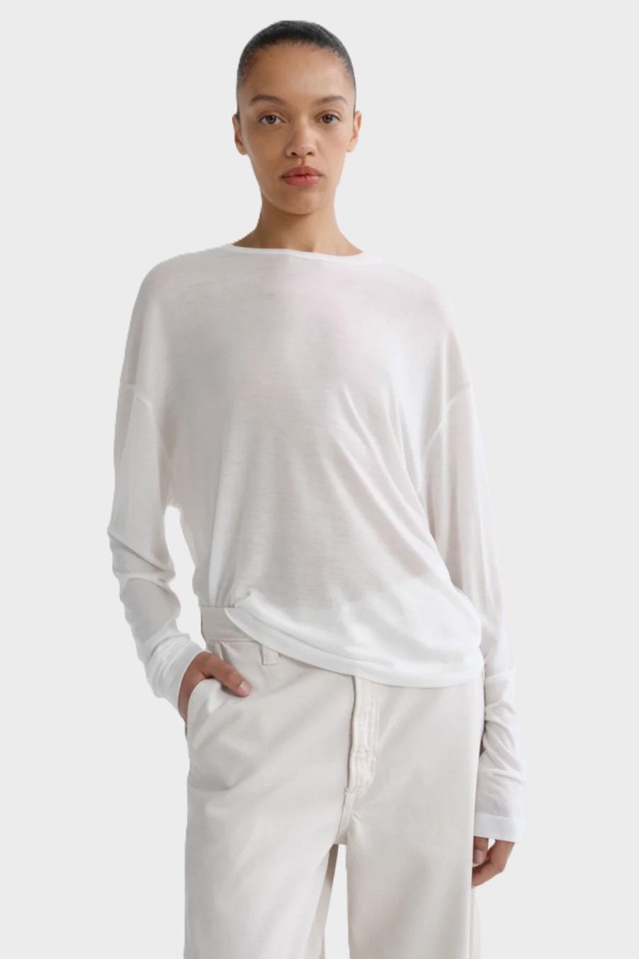 AGOLDE Sasha Tencel Tee in Offwhite
